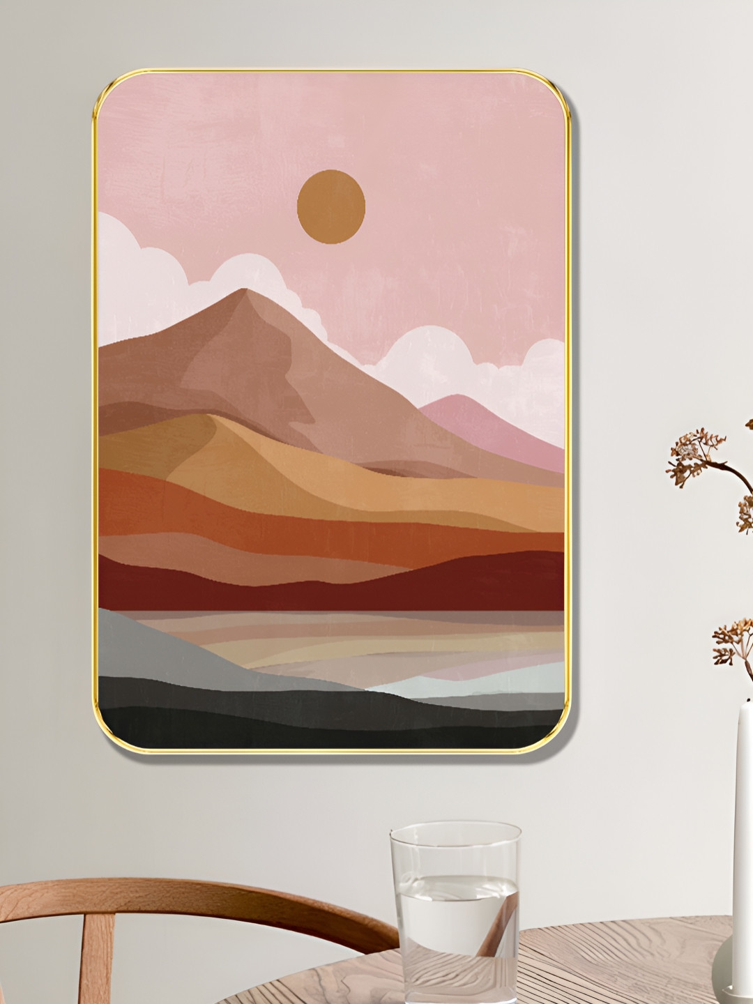 SAF Boho Sunset Mountain Landscape Wall Art