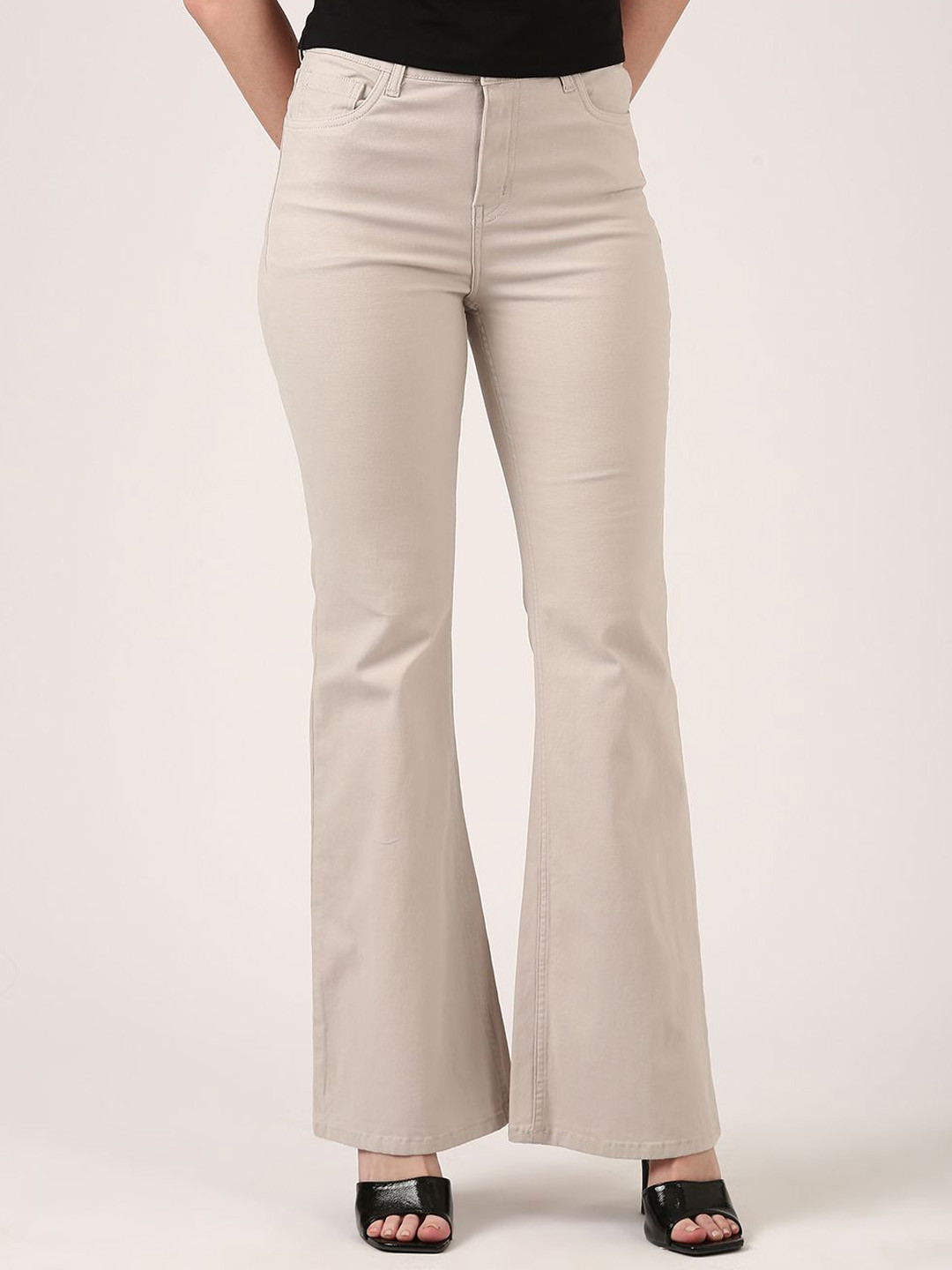 Jolene.club Women Sand Flare Pants in Cotton Spandex Dobby