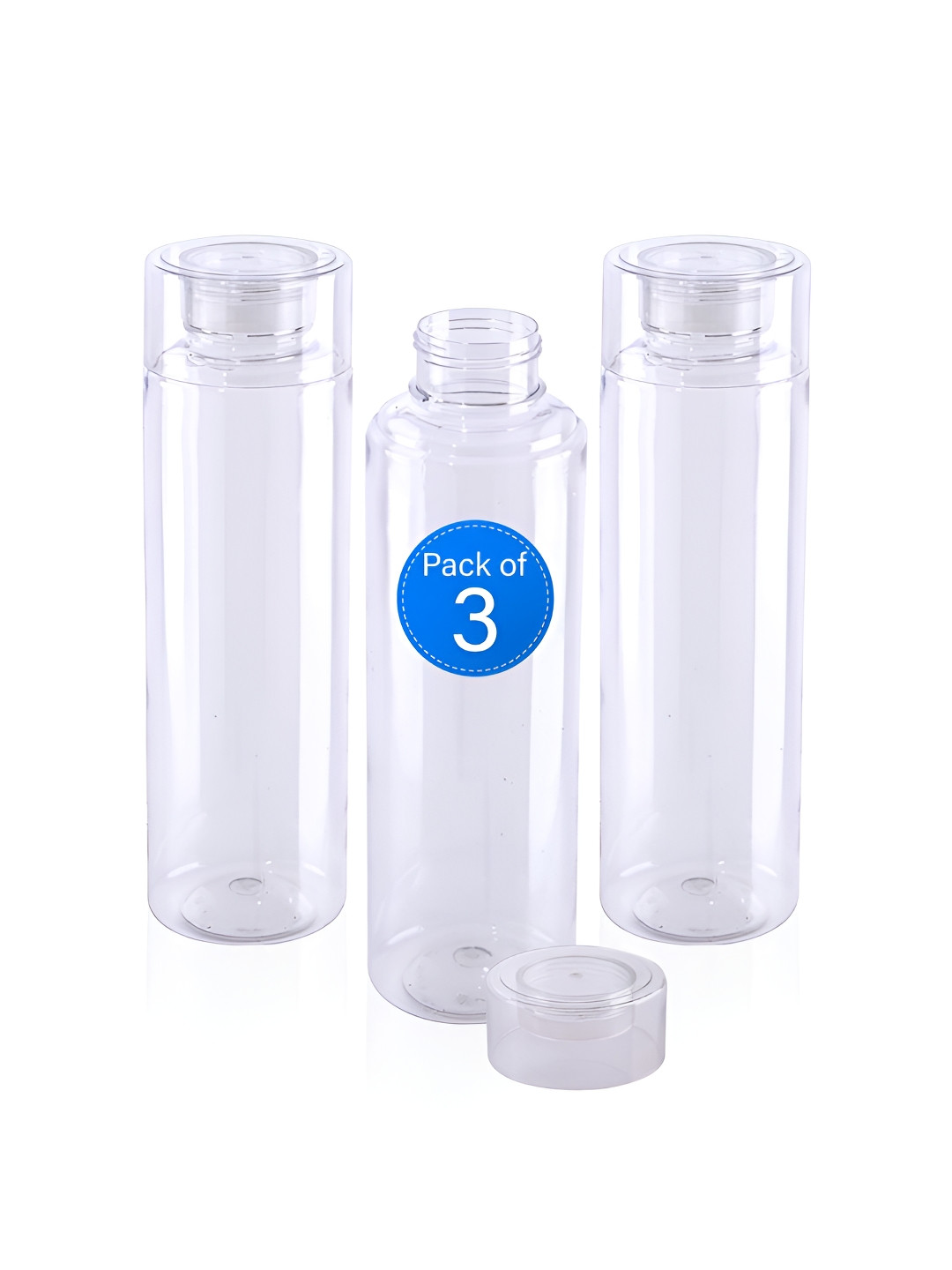 Aura Transparent Plastic Spill Proof 3 Piece Water Bottle - 1L