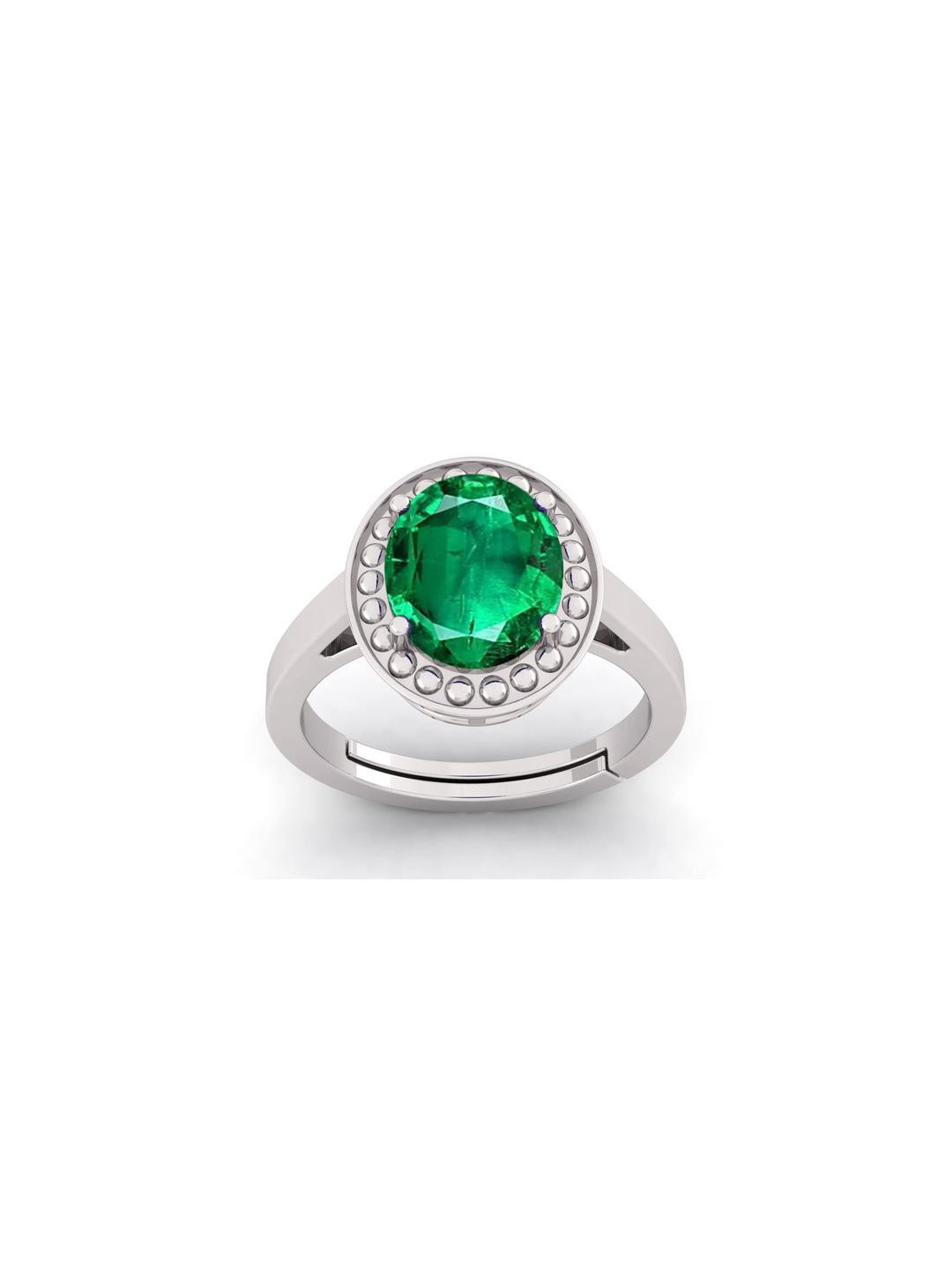Pranjal Gems Unisex 14.25 Ratti Panna 13.62 Carat Emerald Gemstone Studded Finger Ring