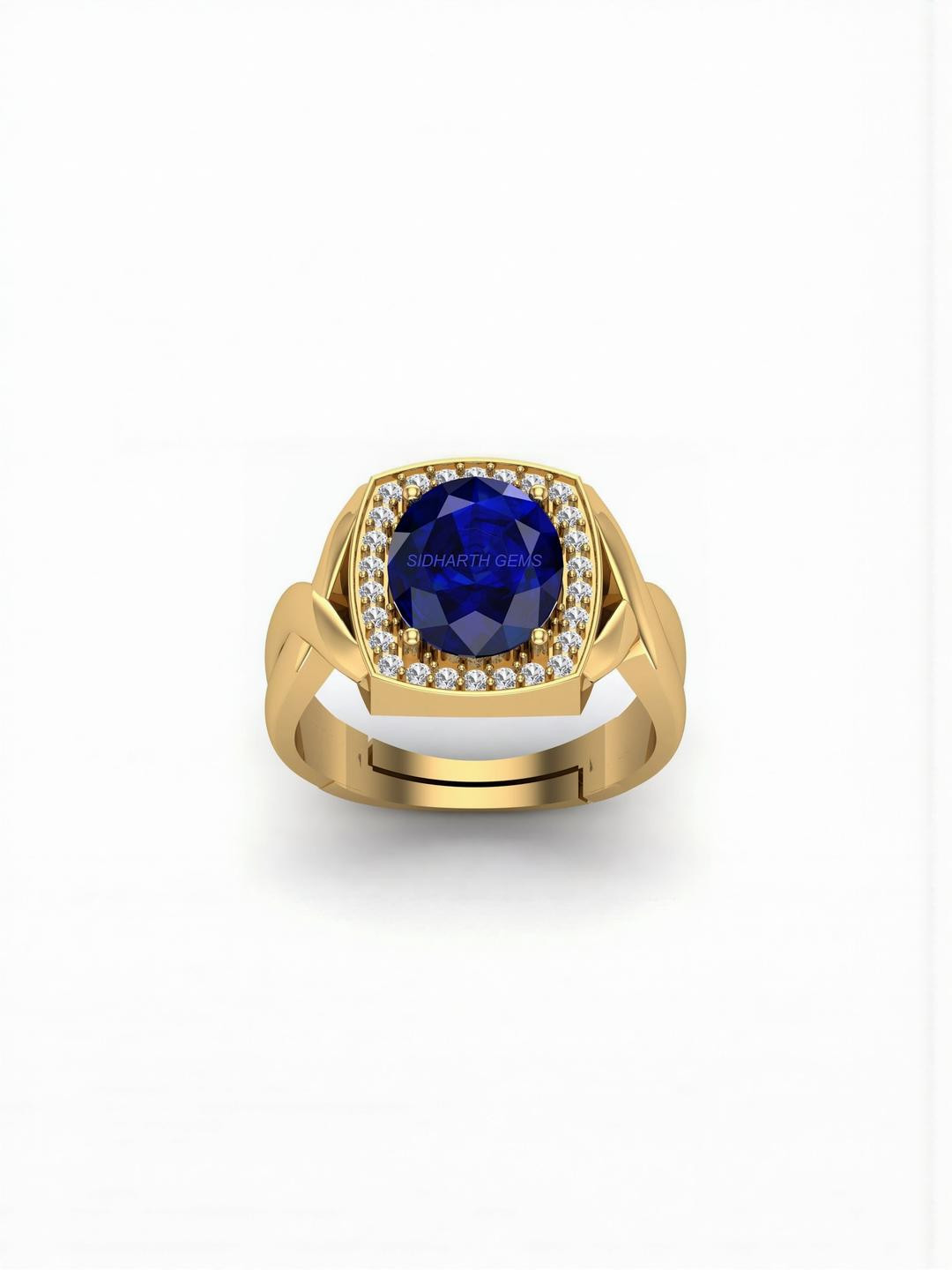 Sidharth Gems 8.00 KT Blue Sapphire Gold Plated Ring