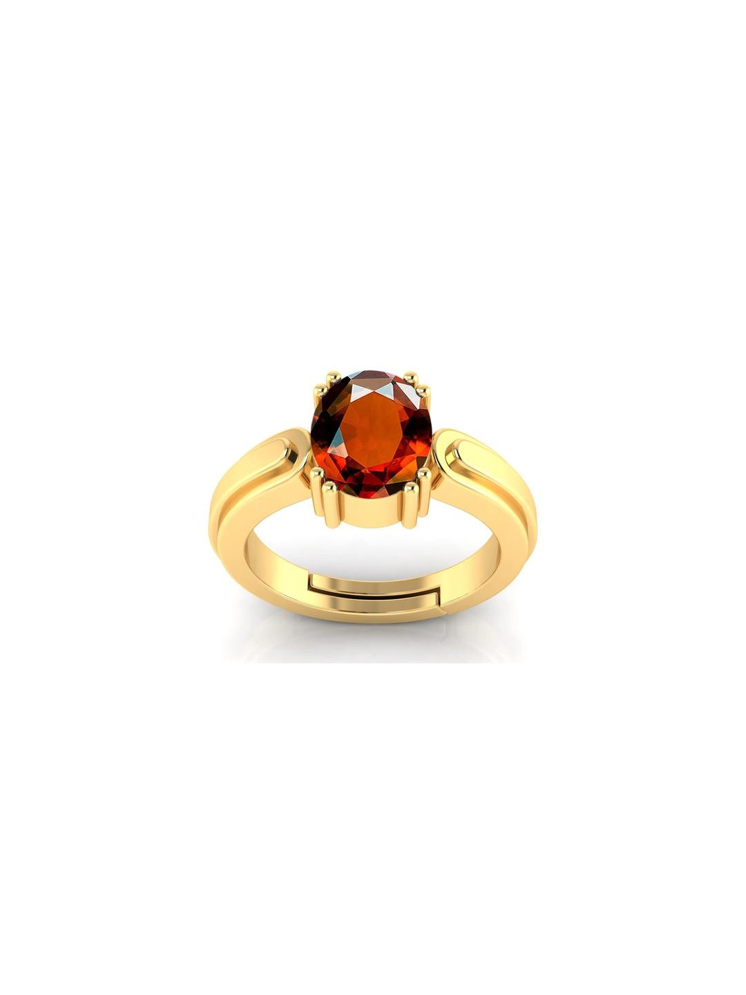 Pranjal Gems Unisex 10.25 Gold Ratti Gomed/Hessonite Natural Artificial Stone Finger Ring
