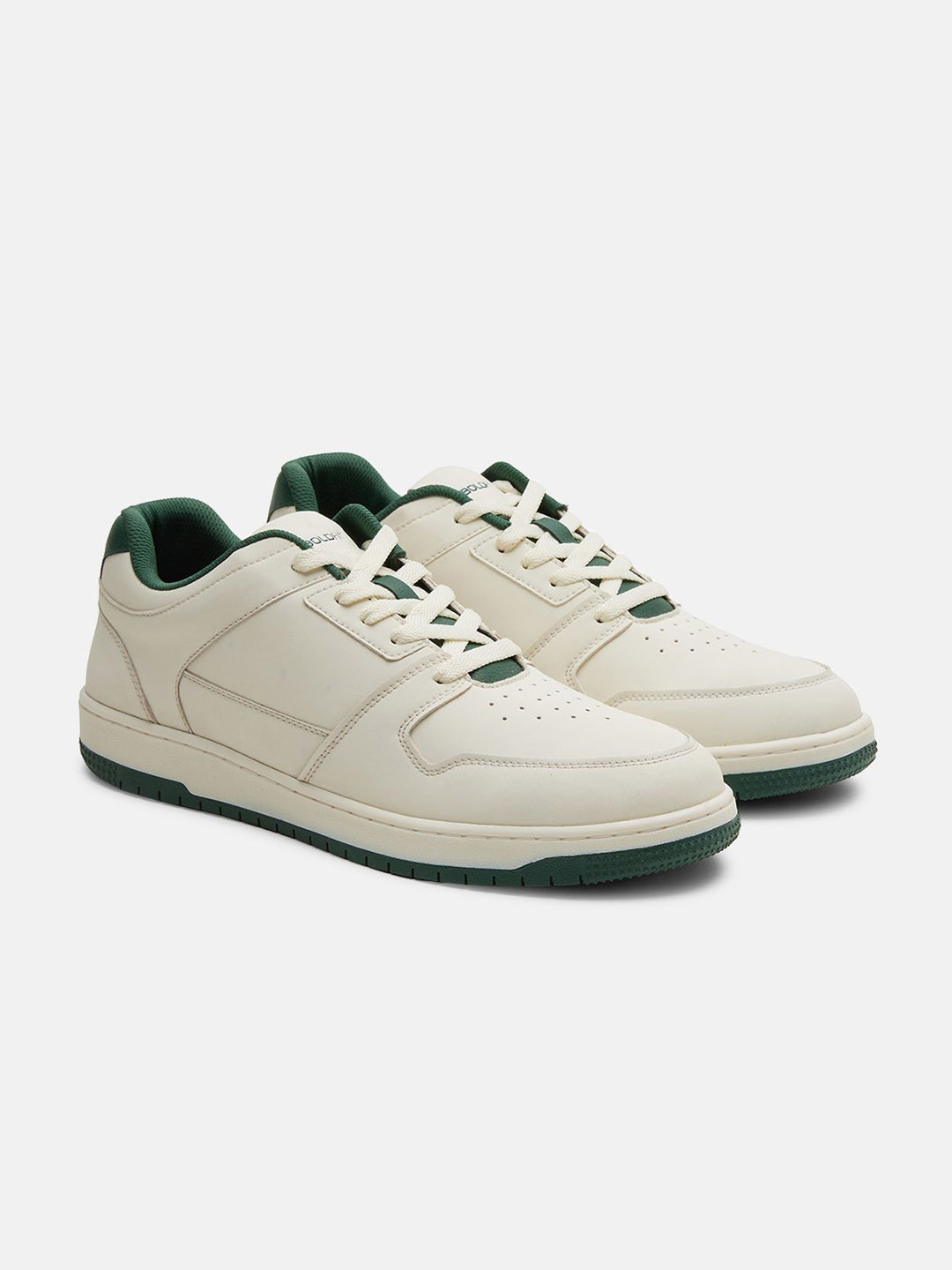 BOLDFIT Men StreetFlow OffWhite Green Lightweight Sneakers