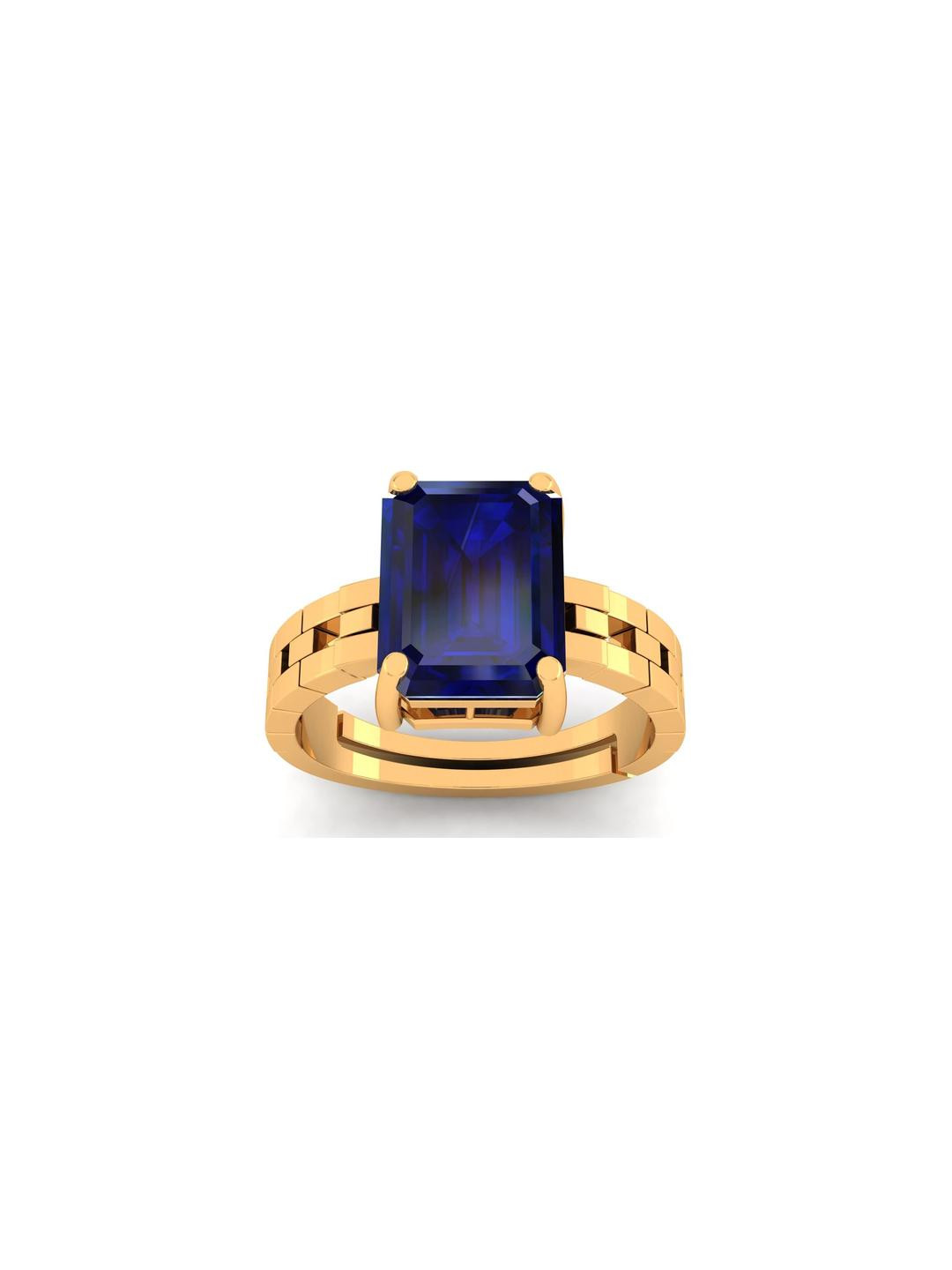 Pranjal Gems Unisex 9.25 Ratti Neelam Blue Sapphire Gemstone Studded Finger Ring