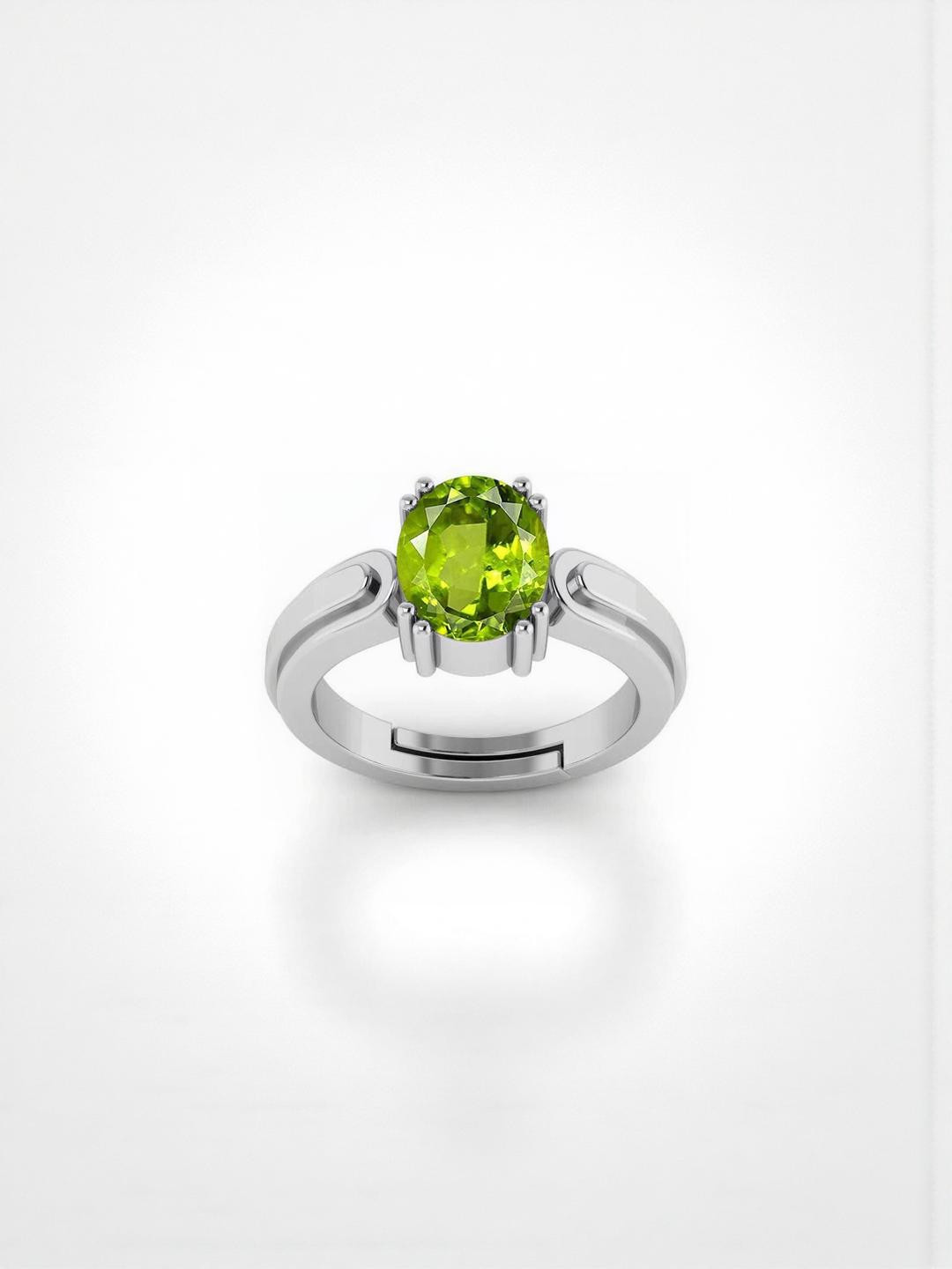 Sidharth Gems 7.00 KT Silver Plated Peridot Ring