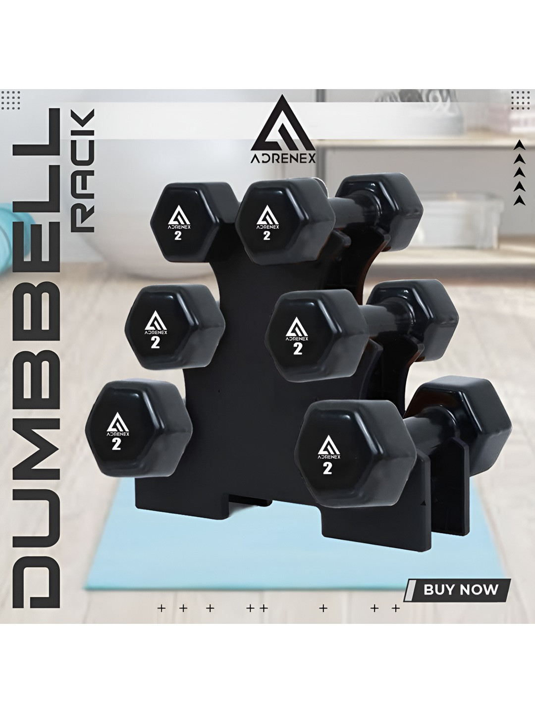 ADRENEX Set Of 6 Hexagon Fixed Weight Dumbbell - 12kg