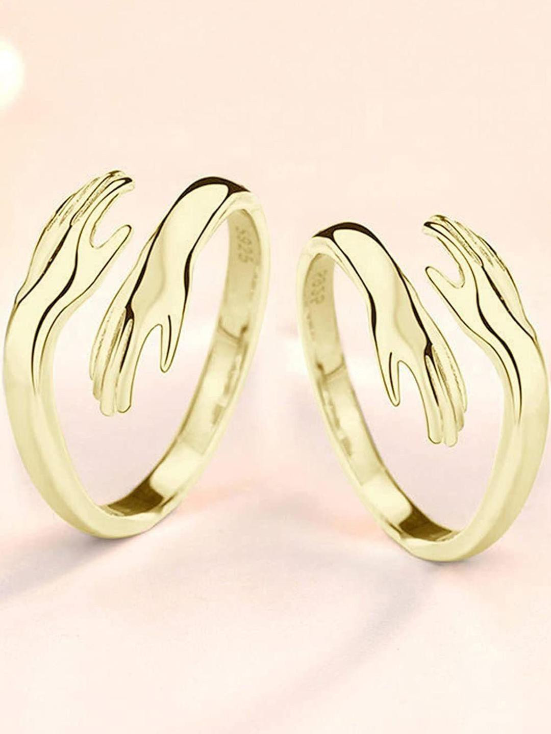 Arzonai Set Of 2 Love Hugging Hand Stackable Love Hug Couple Rings
