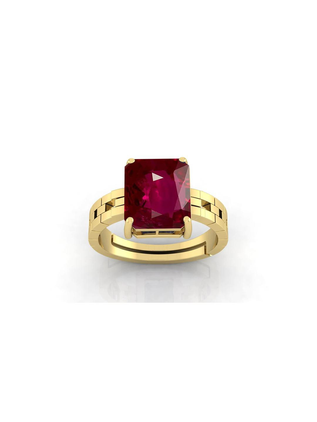 9.25 Ratti 8.60 KT Ruby Manikya Gemstone Adjustable Anguthi Ring