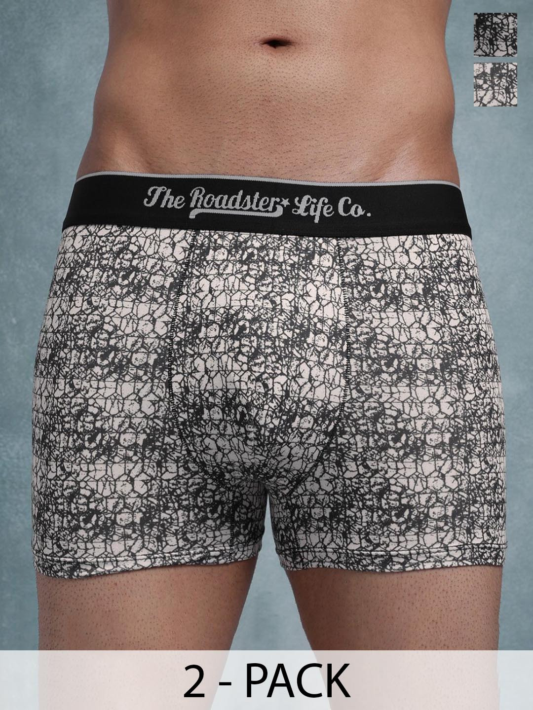 The Roadster Lifestyle Co Pack Of 2 Printed Stretchable Trunks Pack Of 2-PV-Print-RO7-S
