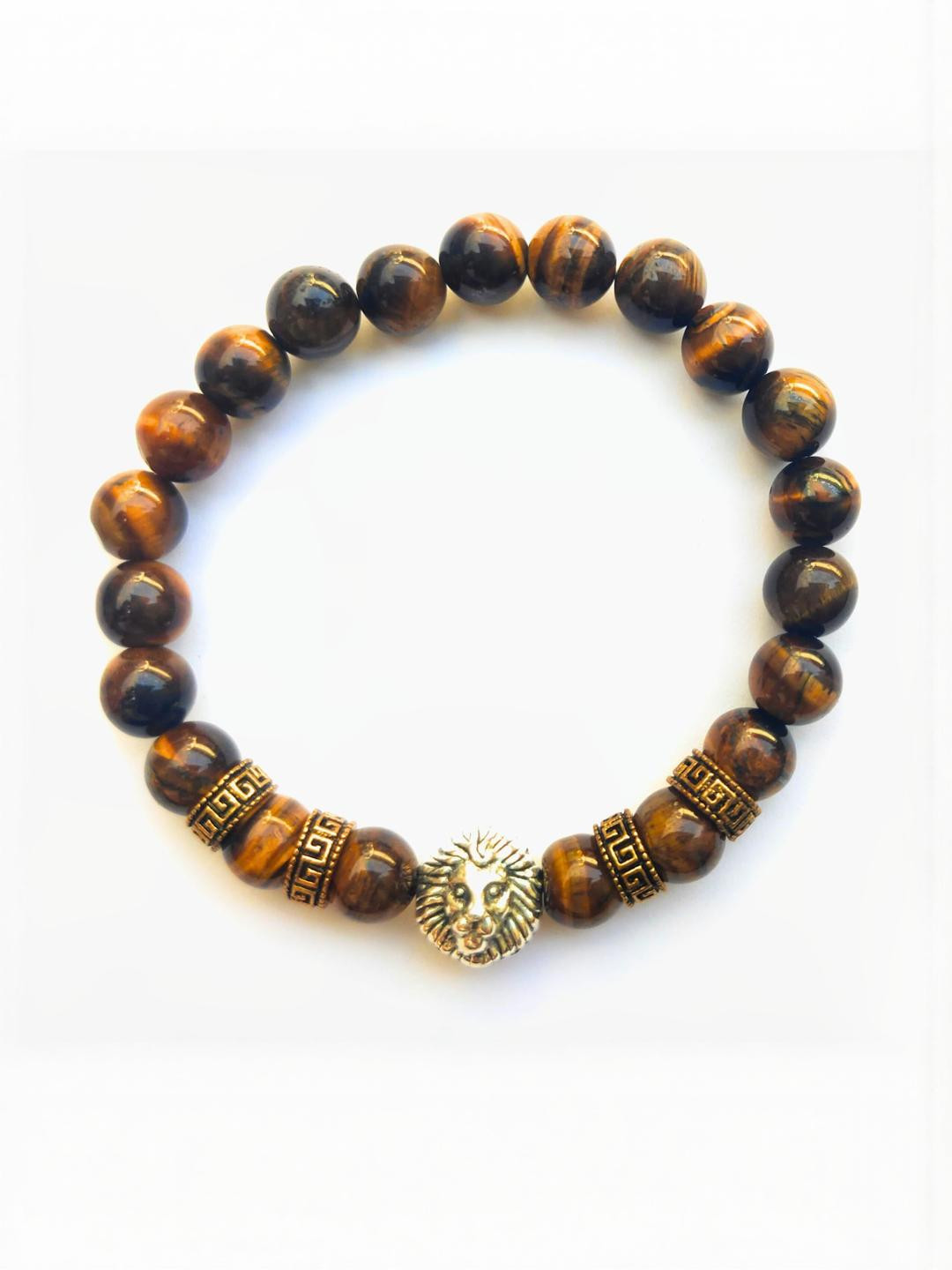 Apnisanskriti Unisex Tiger Eye Stone with Lion Bracelet