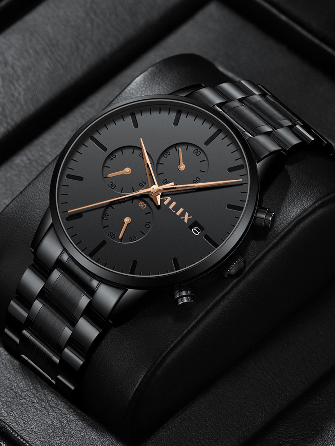 ALIX Men Dial & Stainless Steel Bracelet Style Straps Chronograph Watch AL3017_BBRG