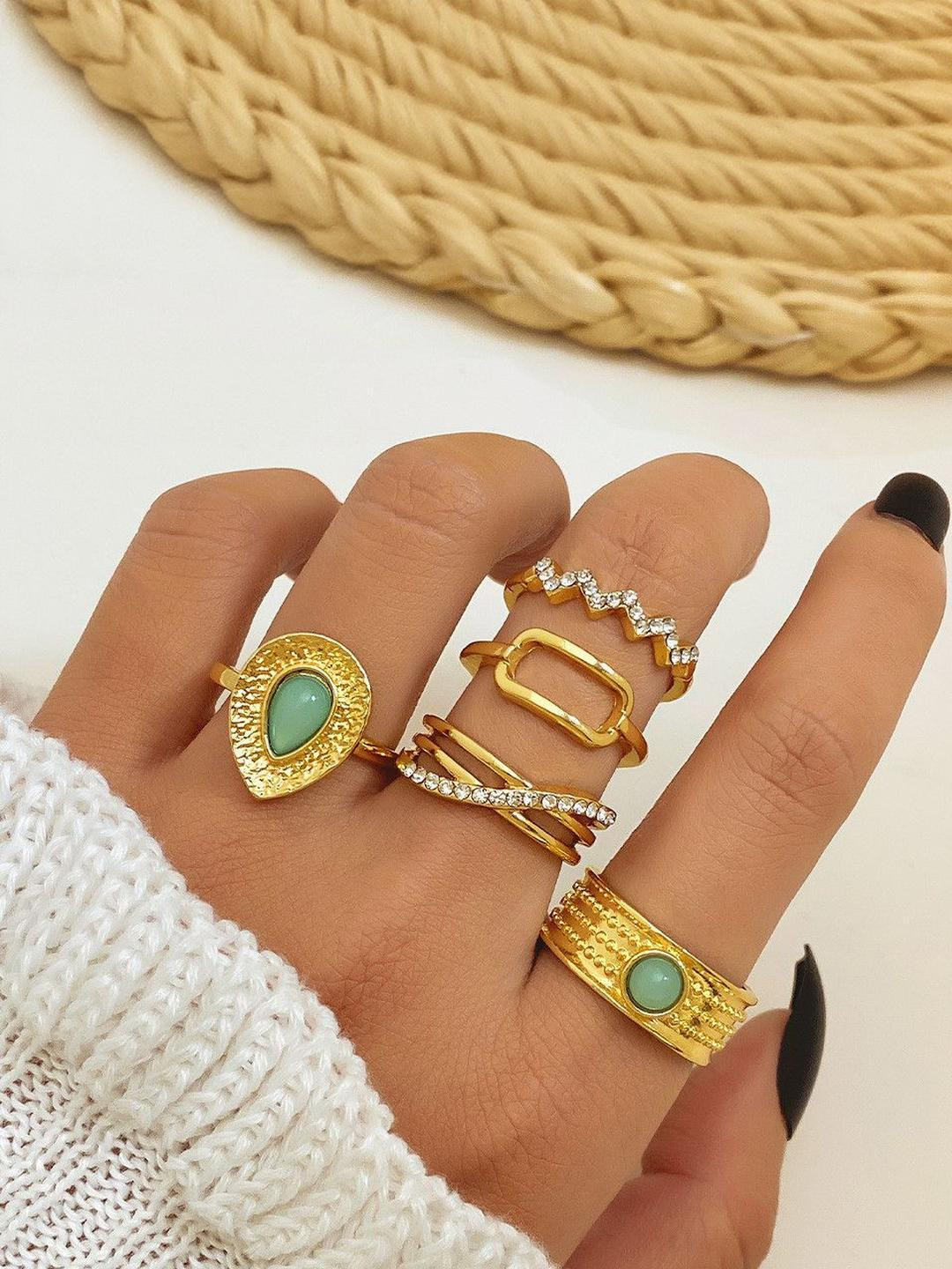 Arzonai Set of 5 Steel Rings