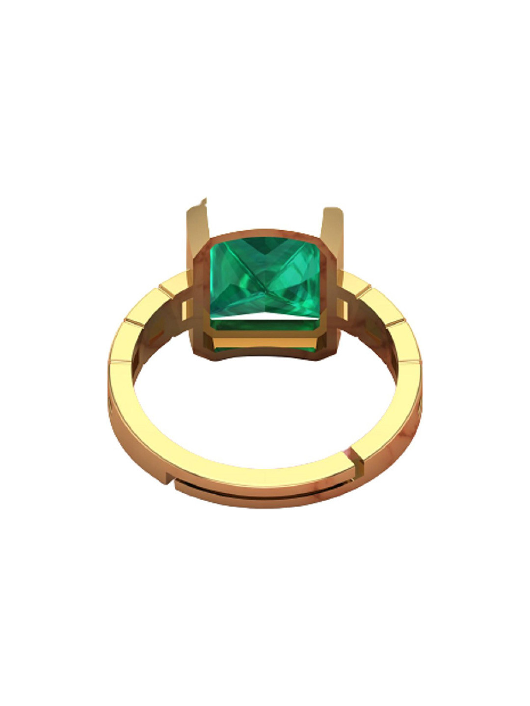 Sidharth Gems 4.55 KT 5.25 Ratti Zambian Emerald Panna Silver Plated Adjustable Ring