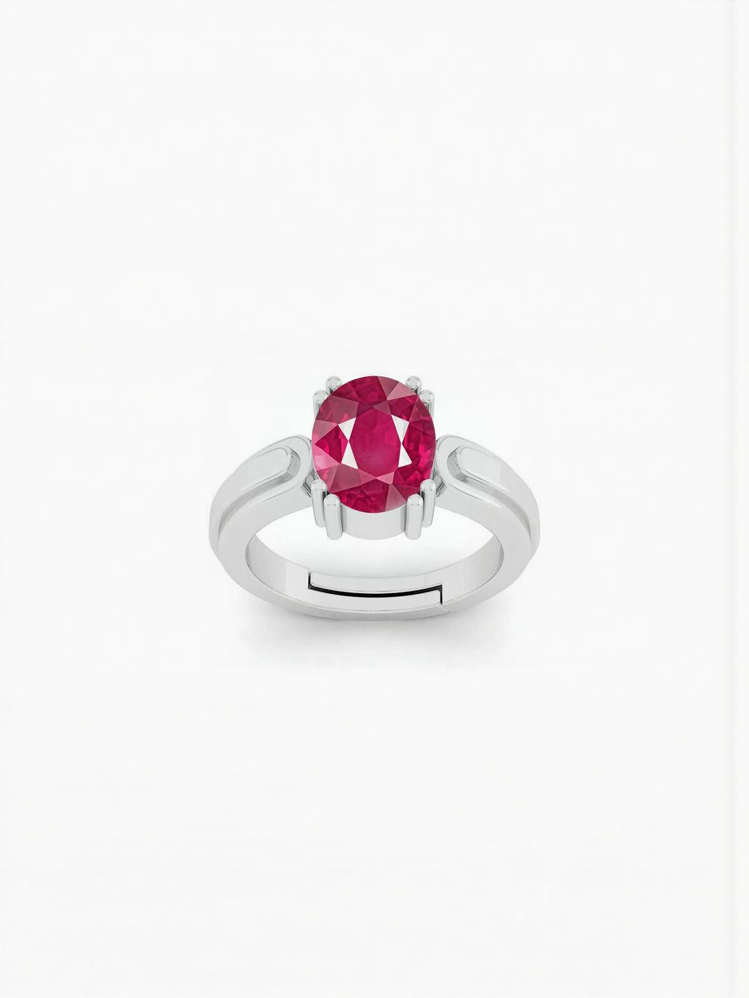 Sidharth Gems 925 Strelling Silver Ring 7.25 Ratti 6.05 Crt Ruby Ring