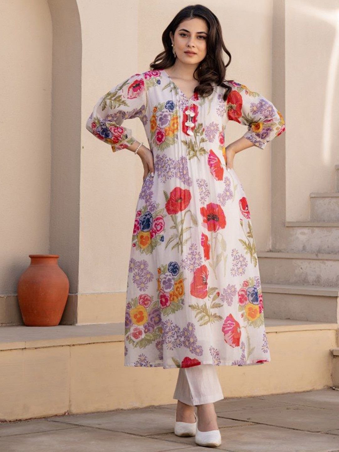 AUTUMN LANE Women Tiara Chroma Cotton Kurta Pant Set