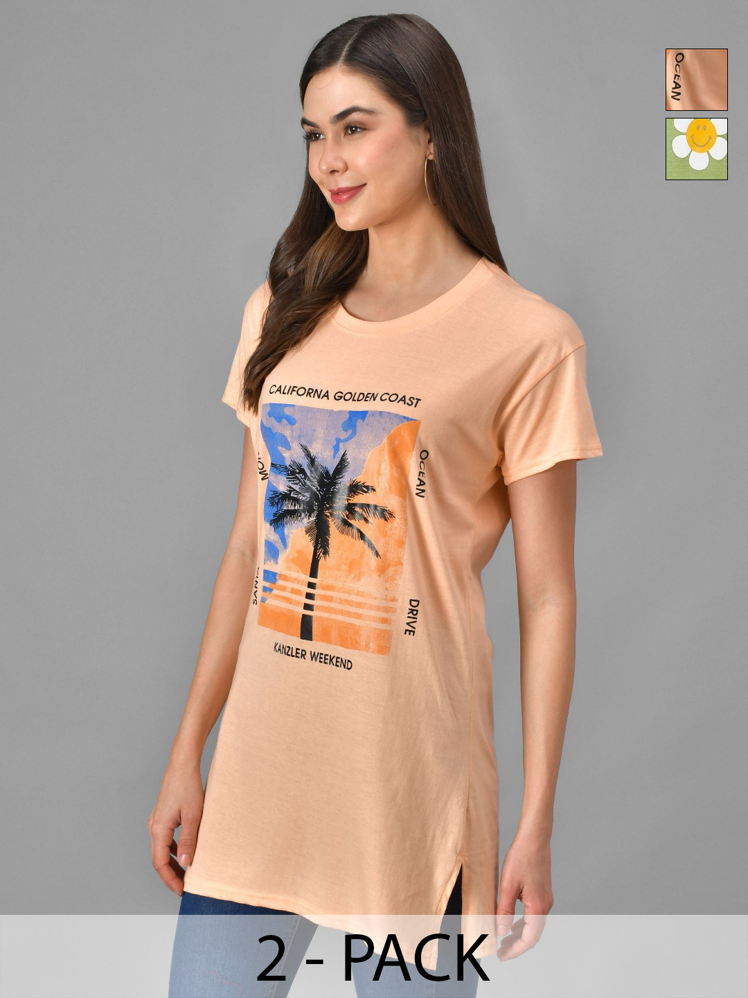 Christy World Women Pak Of 2 Floral Printed T-shirt