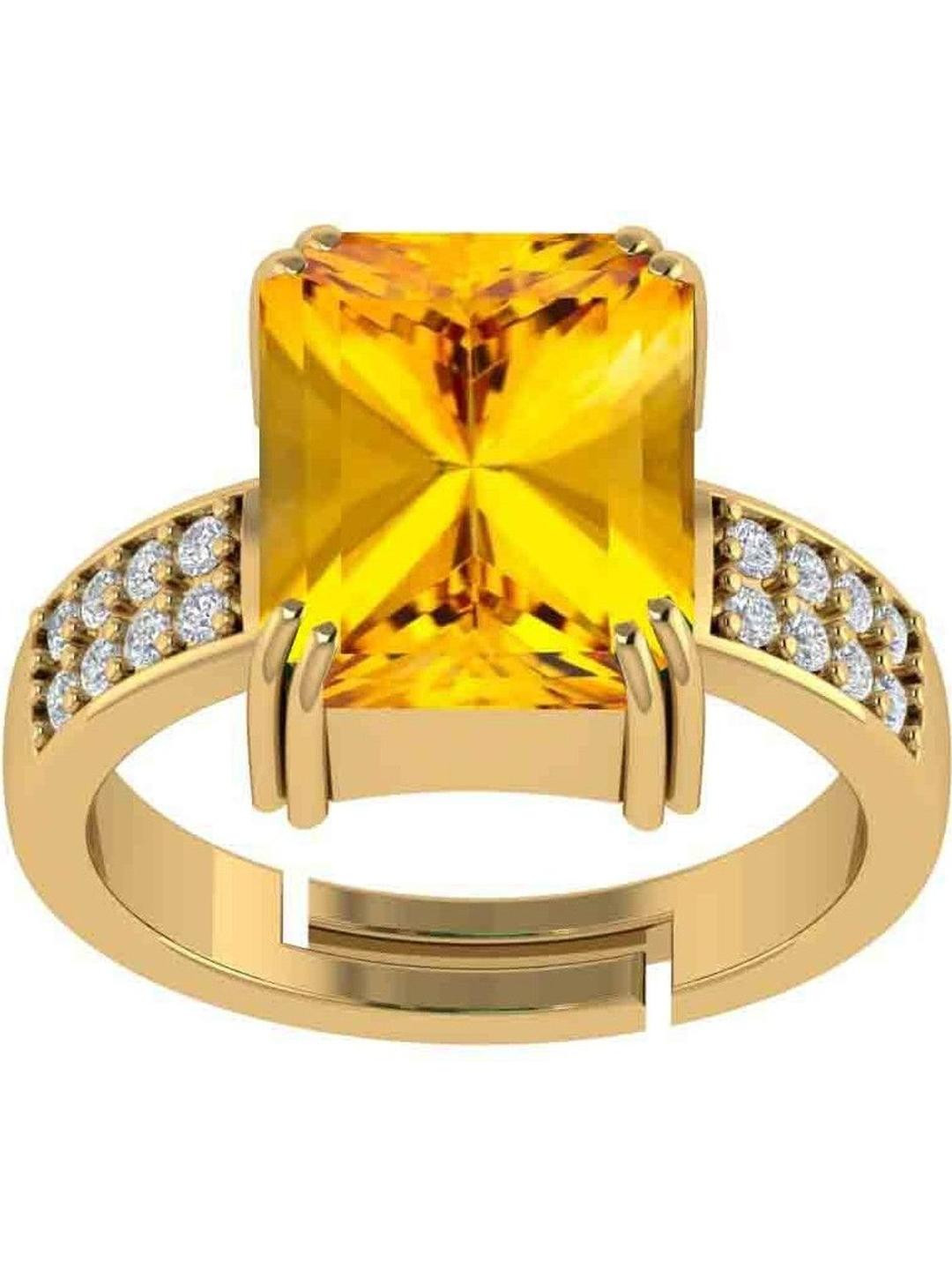 jemskart 12.25 Ratti Citrine Sunela Gemstone Brass Ring