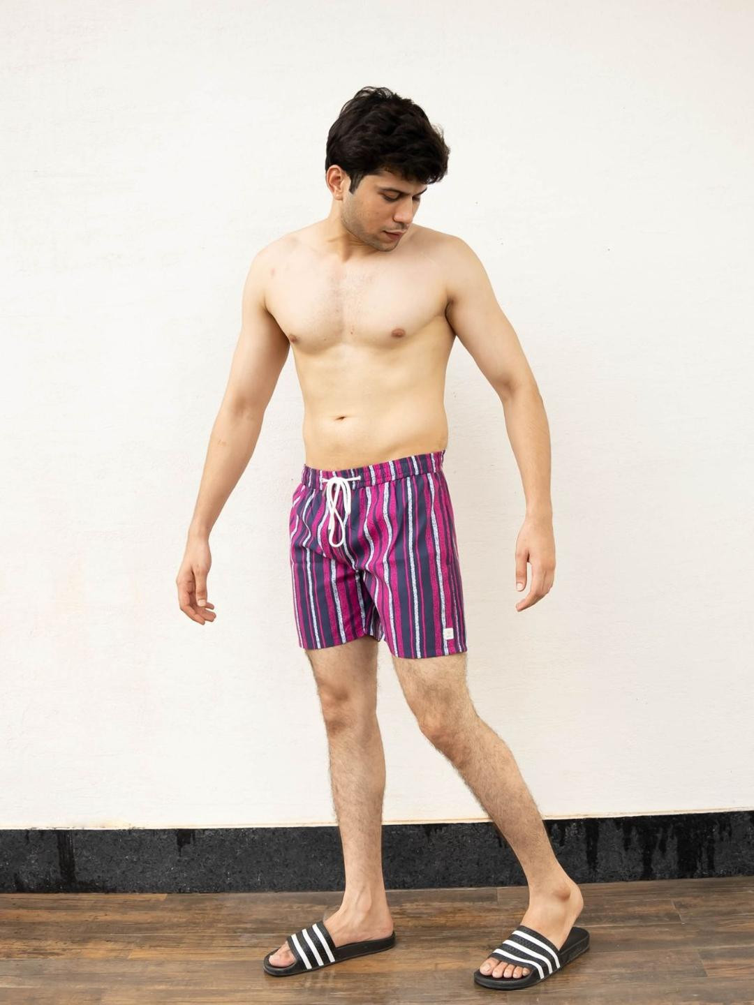 Shortscape Men Striped Swim Shorts