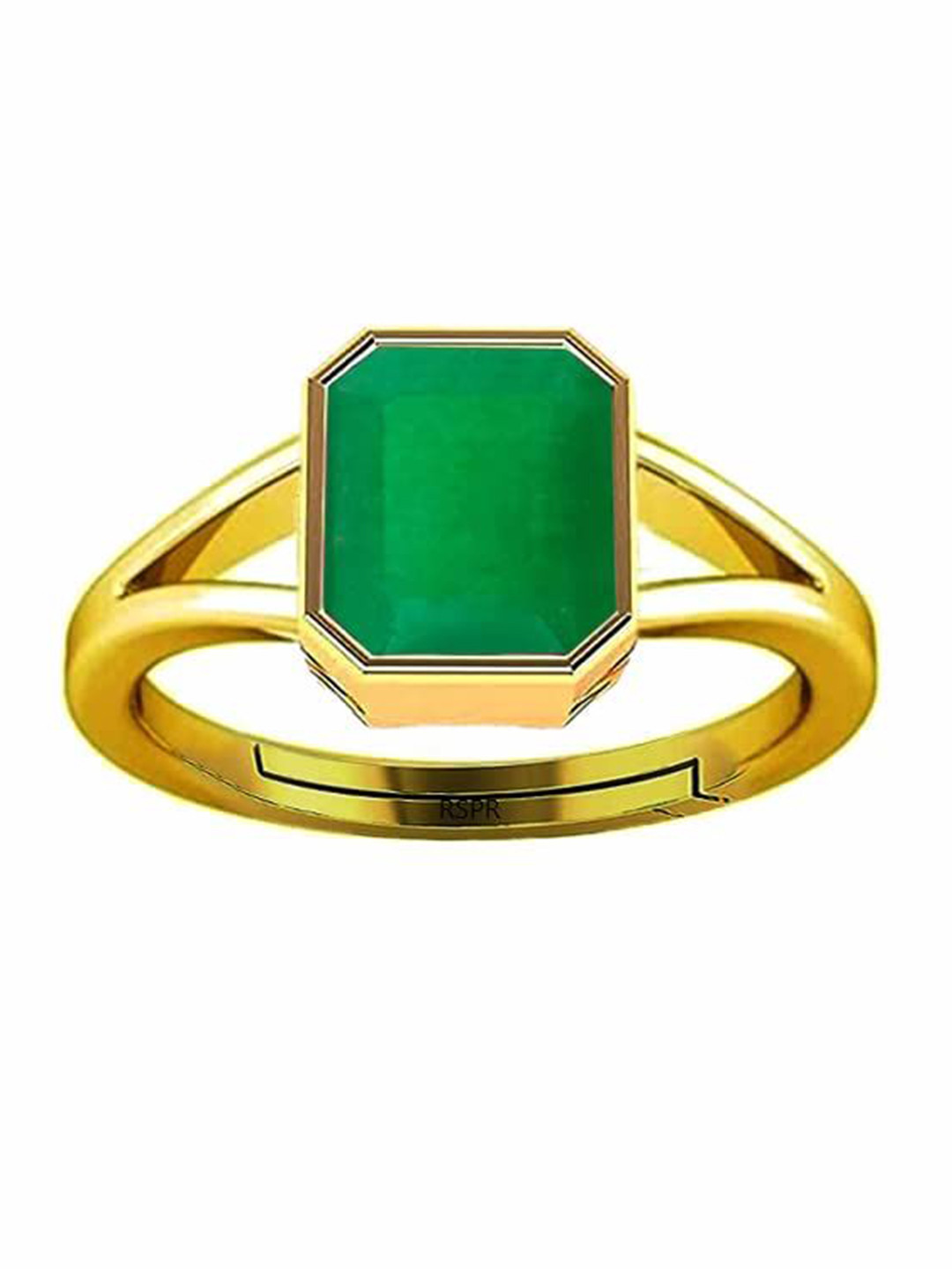 RSPR 10.25 Ratti 9.62 Carat Emerald Panna Gemstone Stone-Studded Adjustable Finger Ring