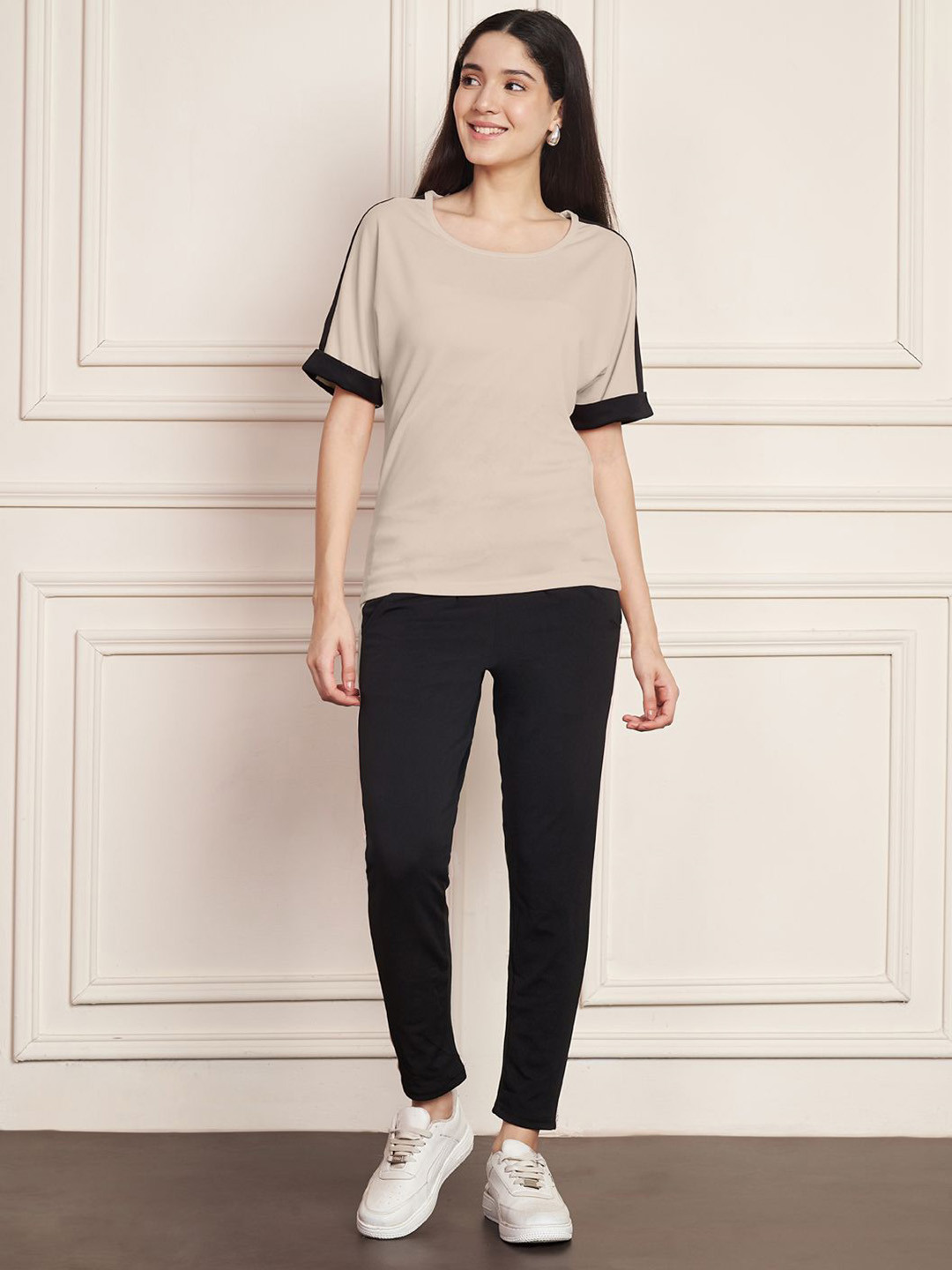 DTR FASHION Striped T-Shirt With Trousers Co-Ords
