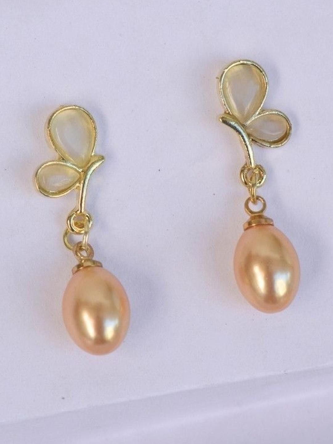 FindHerFavorite Gold-Plated Pearls Beaded Contemporary Drop Earrings