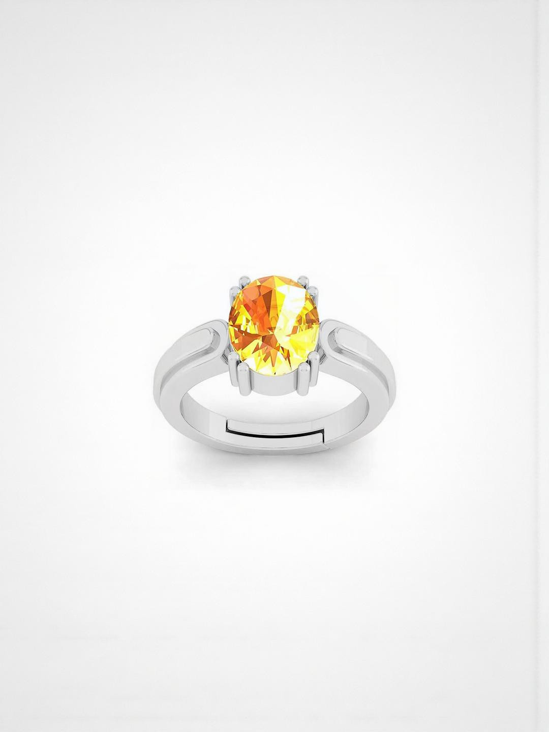 Sidharth Gems Yellow Sapphire 7.25 Ratti or 6.00 KT Silver 925 Finger Ring