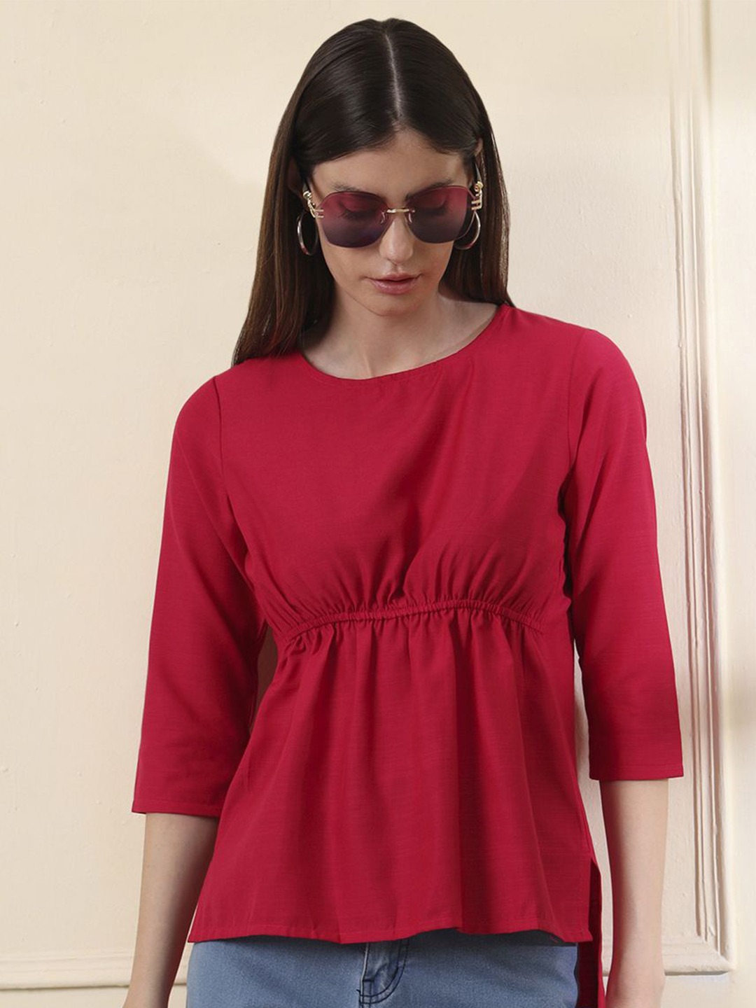 all about you Women Gathered or Pleated Linen Top