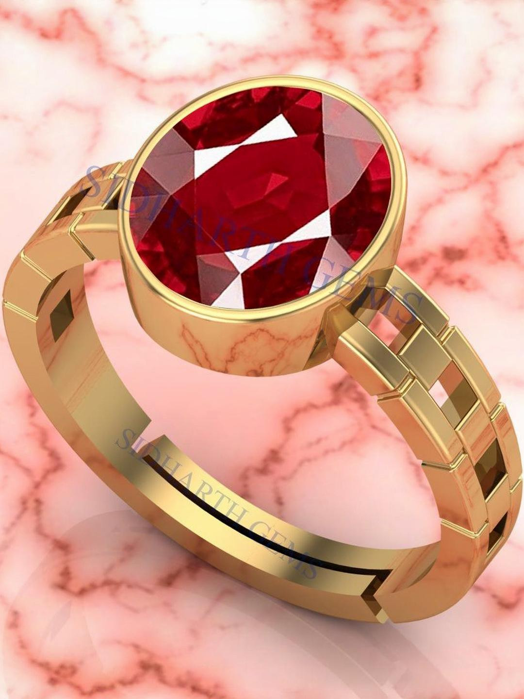 Sidharth Gems Rhodium Plated Ruby Ring