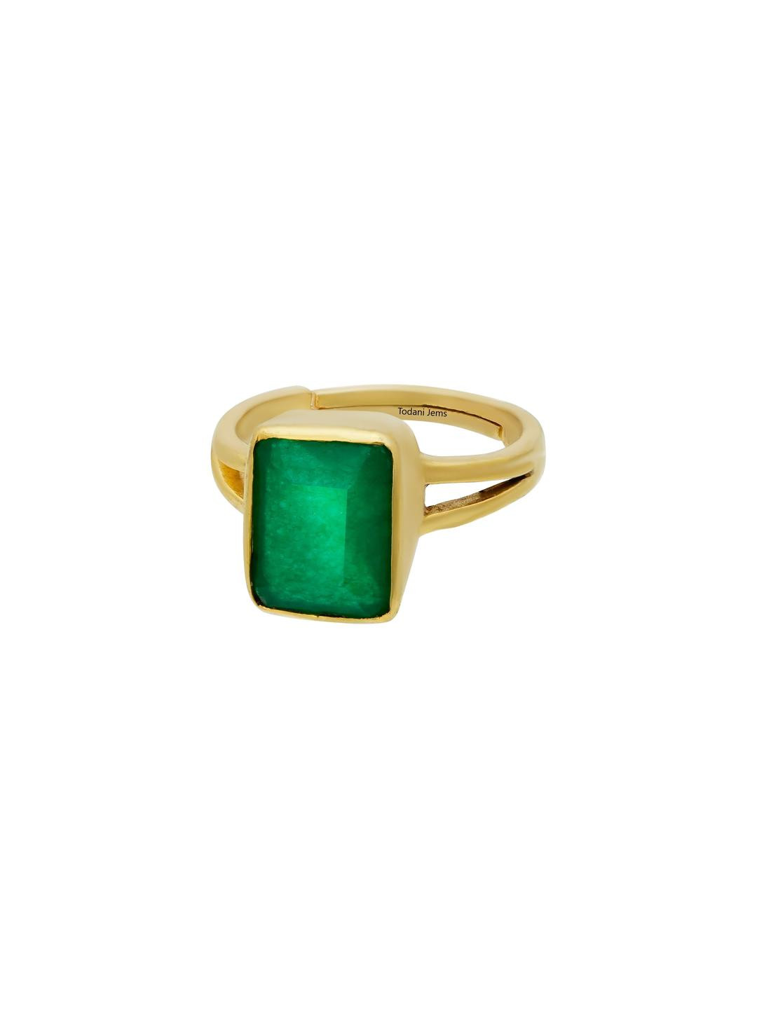 Todani Jems 9.25 Ratti 8.60 KT Ring Panna Emerald Adjustable Ring