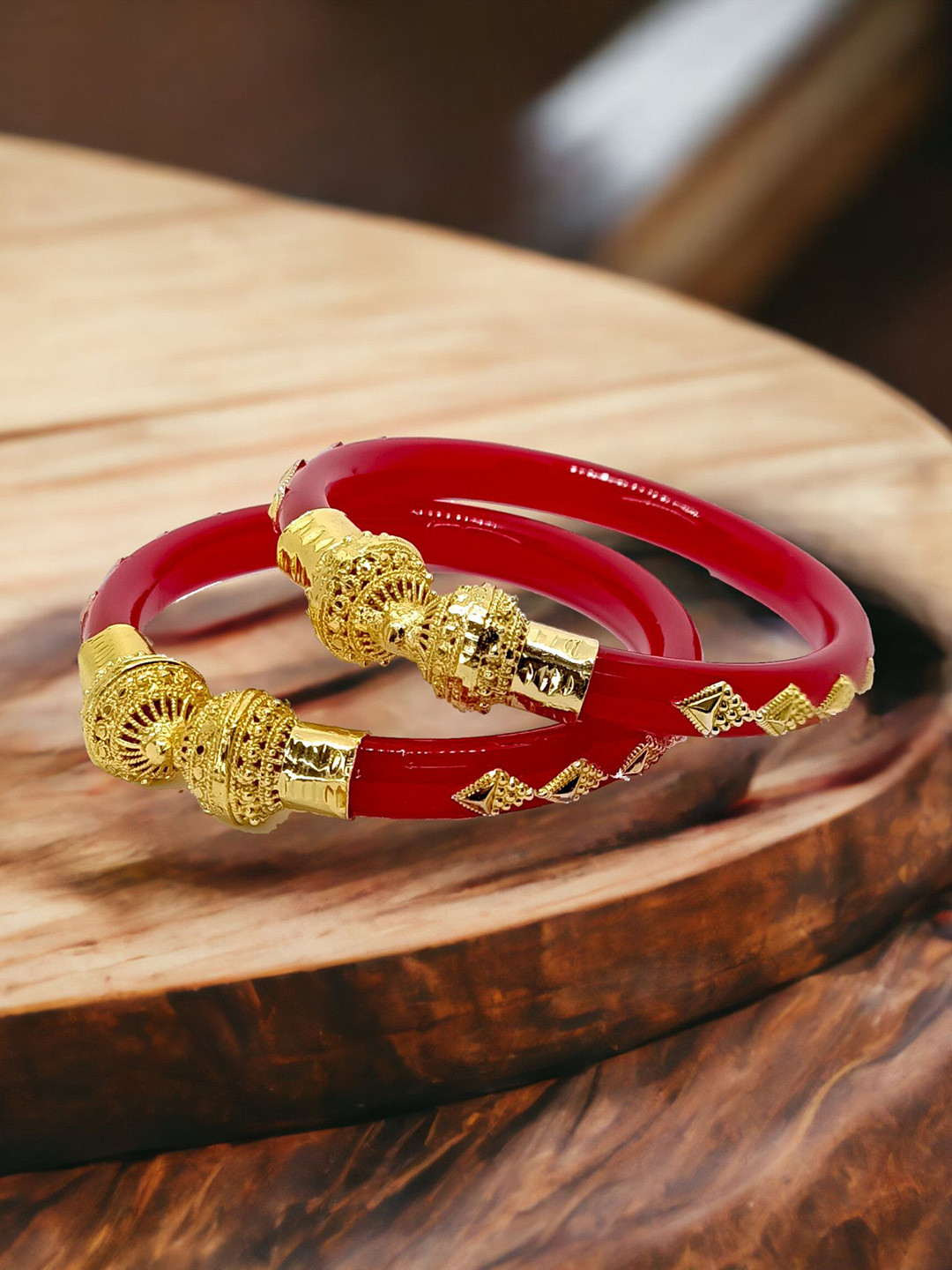 JILL FASHION Set Of 2 Gold-Plated Shakha PolaBangles