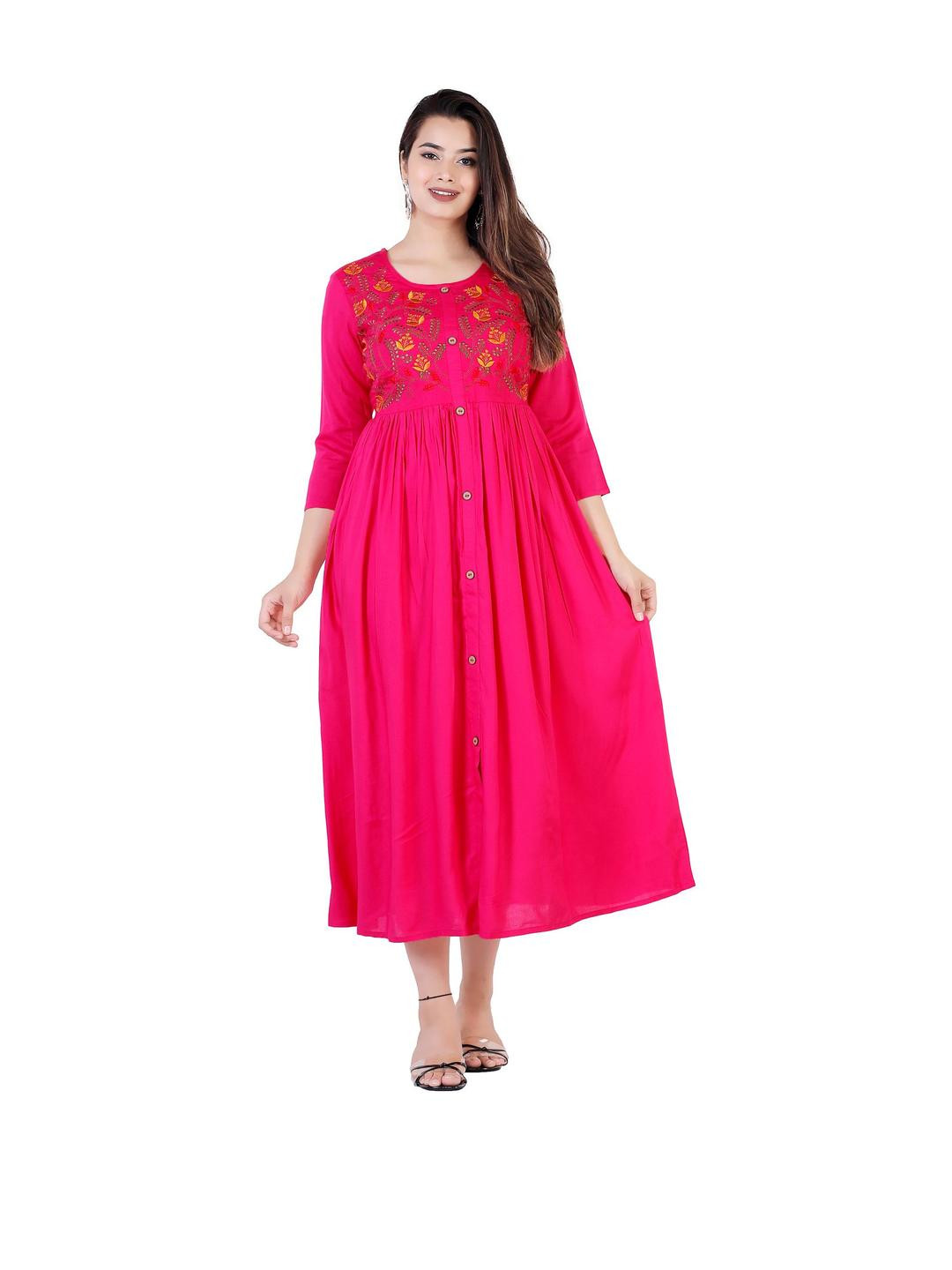 DMP EXPORT Printed Fit & Flare Midi Ethnic Dress