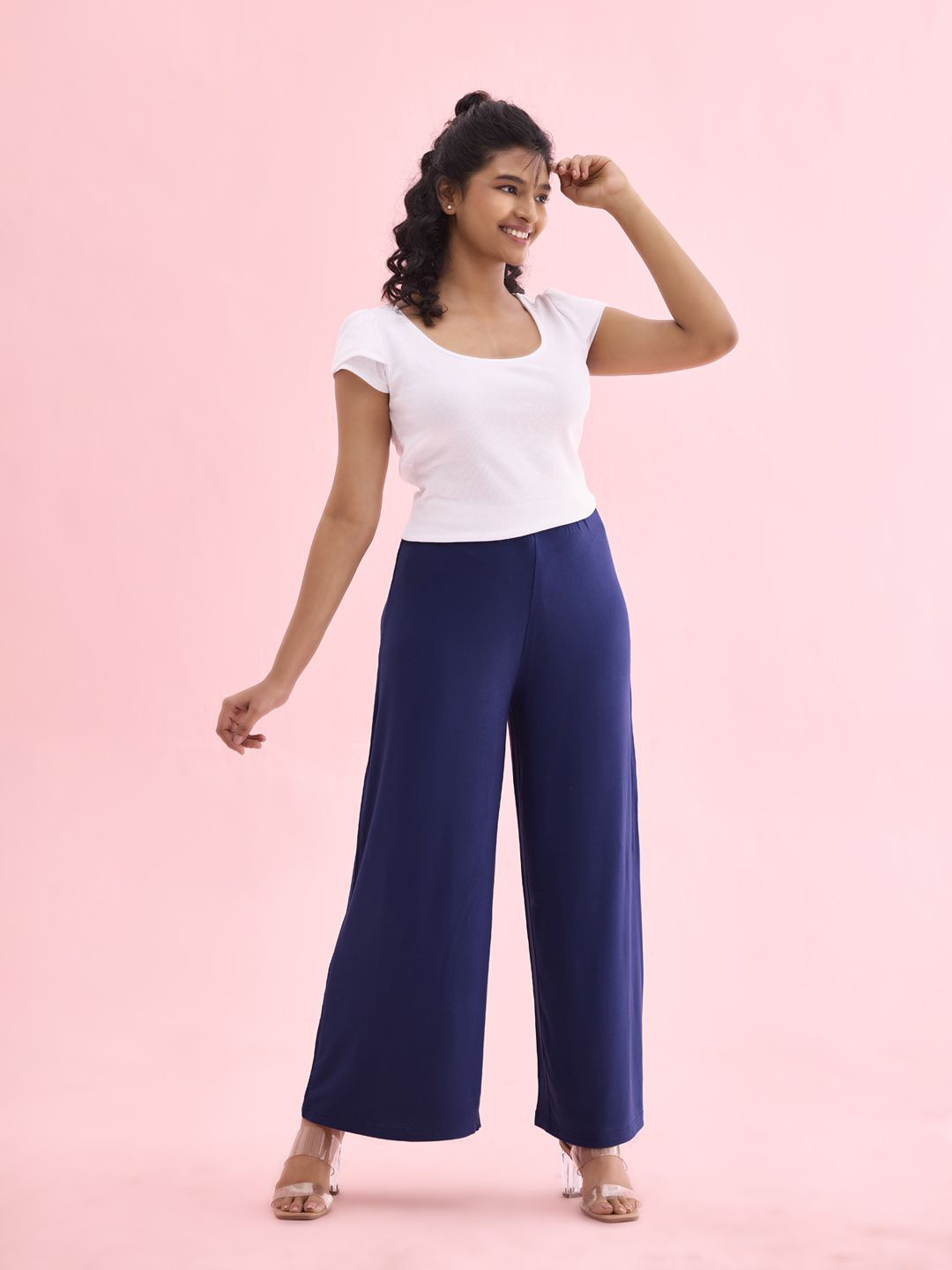 Go Colors Women Solid Western Wide Leg Palazzo