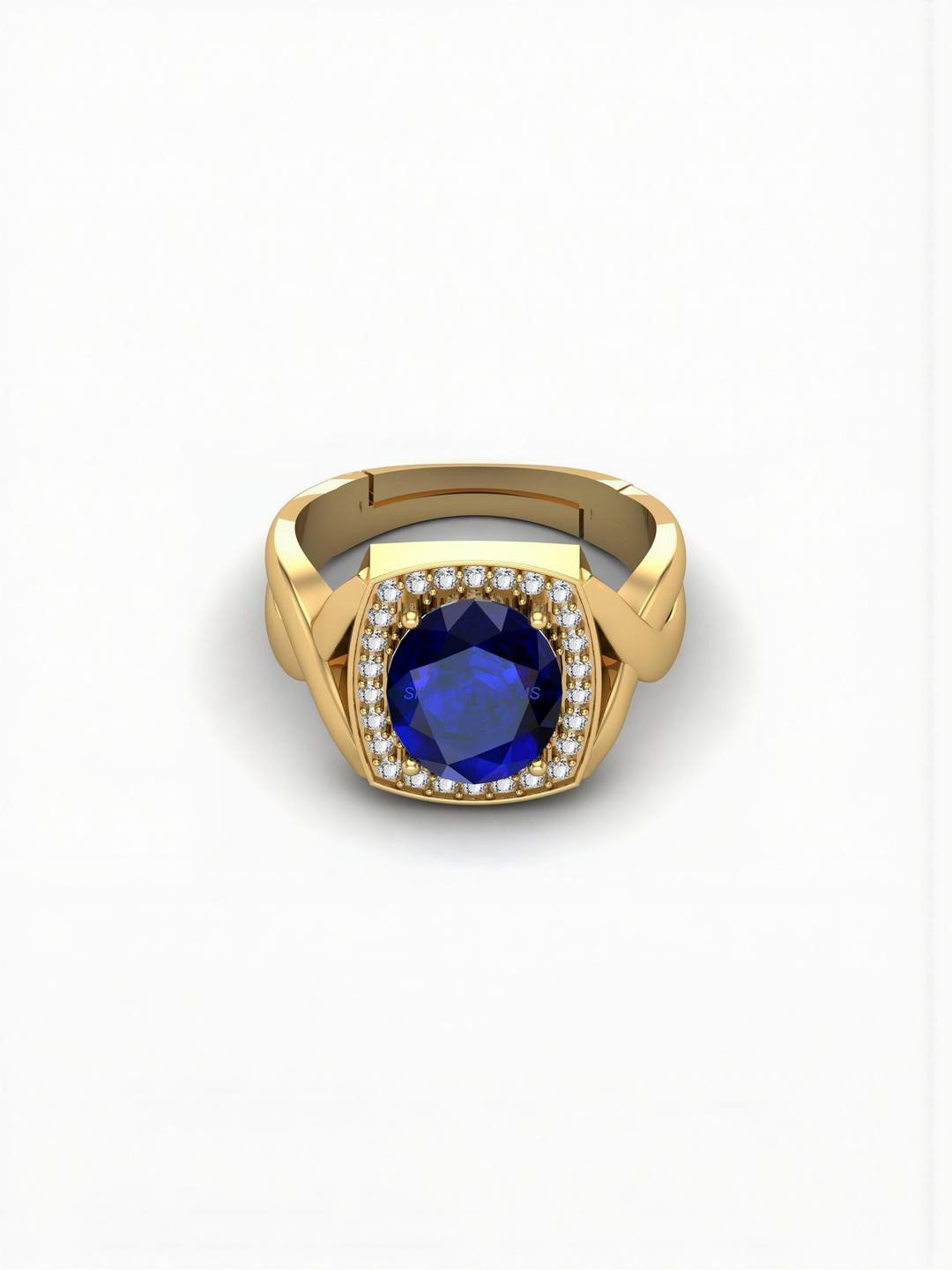 Sidharth Gems 8.25 Ratti 7.6 KT Blue Sapphire Gemstone Brass Finger Ring