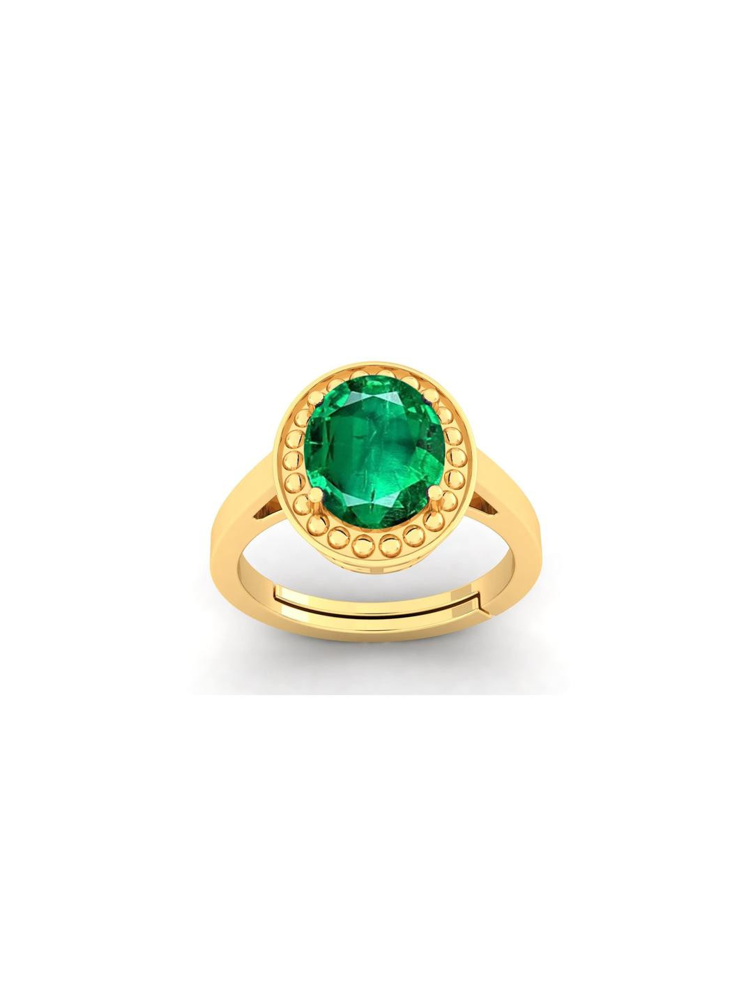 Pranjal Gems Unisex 9.25 Ratti And 8.62 Carat Emerald Panna Gemstone Finger Ring