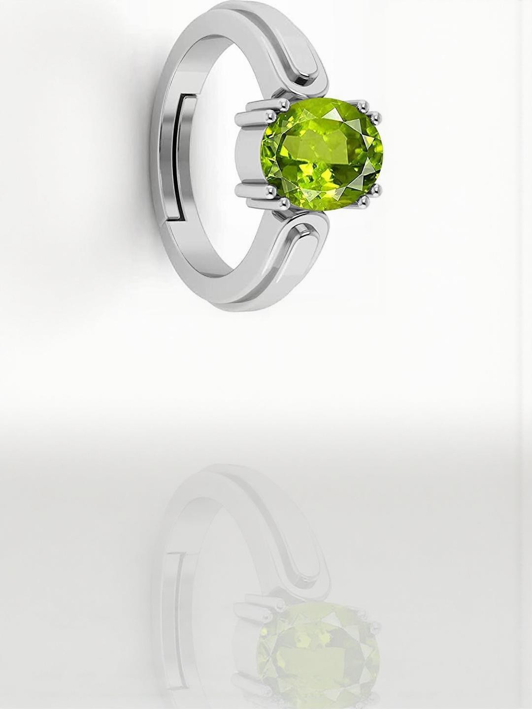Sidharth Gems 8.25 Ratti 7.00 KT Green Peridot Metal Adjustable Ring