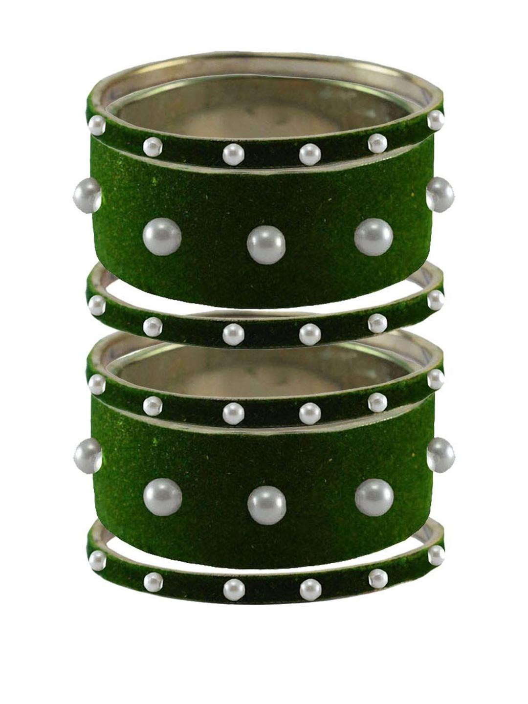 Vidhya Kangan Green Moti Stud Brass Bangle