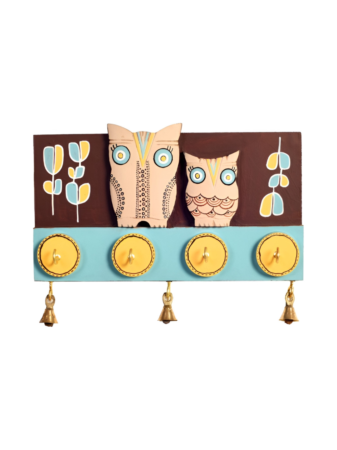 AAKRITI ART CREATIONS  Brown & Blue Julu Key Hanger With Mask Motifs & Beautiful Art Work