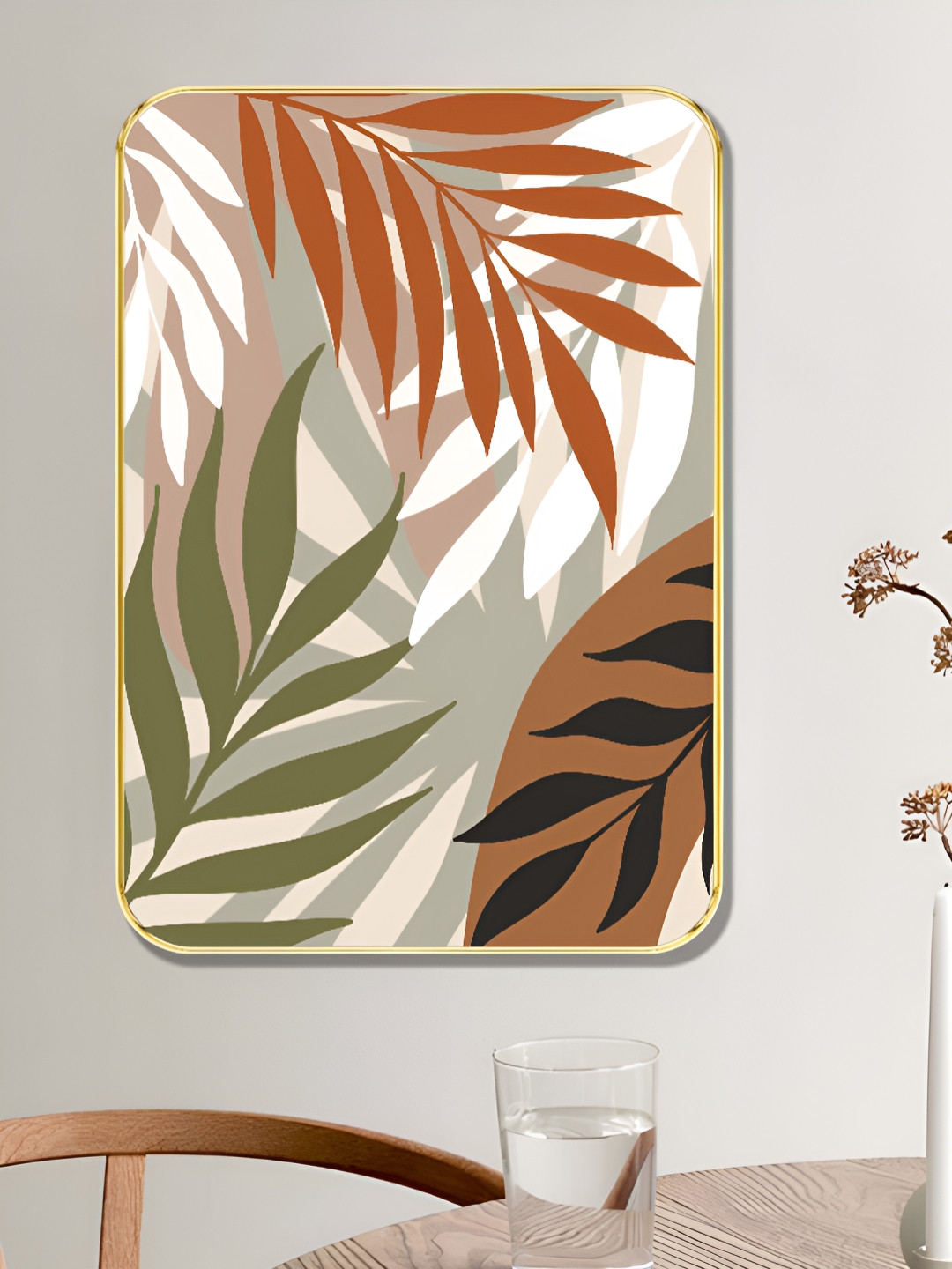 SAF White & Red Wooden Tropical Botanical Wall Art