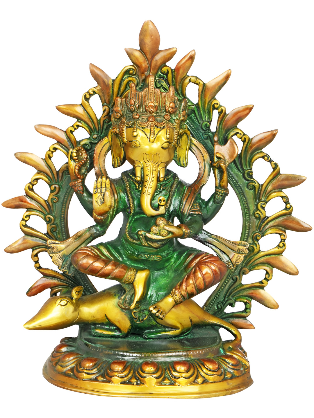 Exotic India Gold-Toned Nepalese form of Ganesha Religious Idol Showpiece