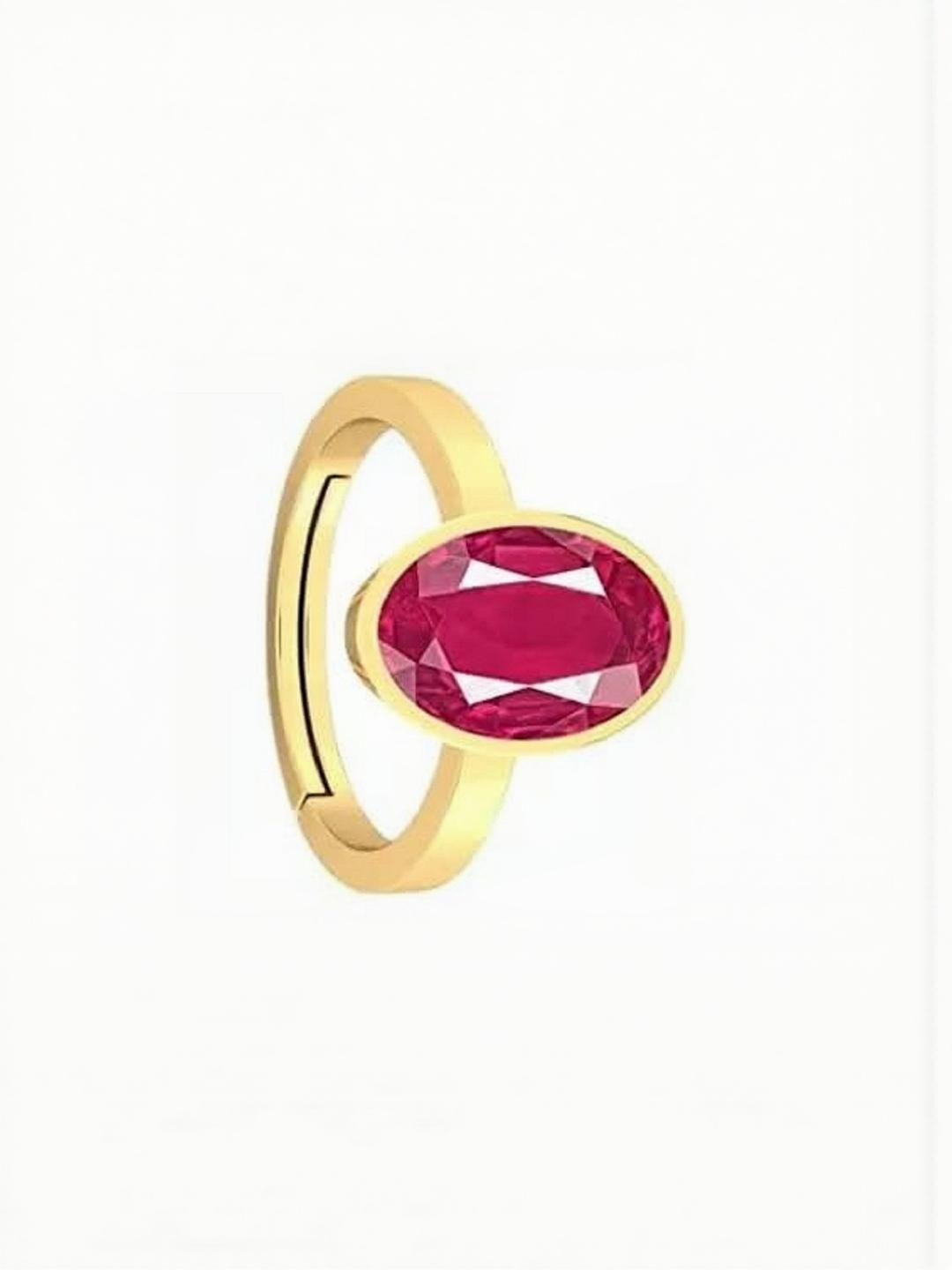 Sidharth Gems 6.25 Ratti 5.00 KT Ruby Stone Gold Plated Ring