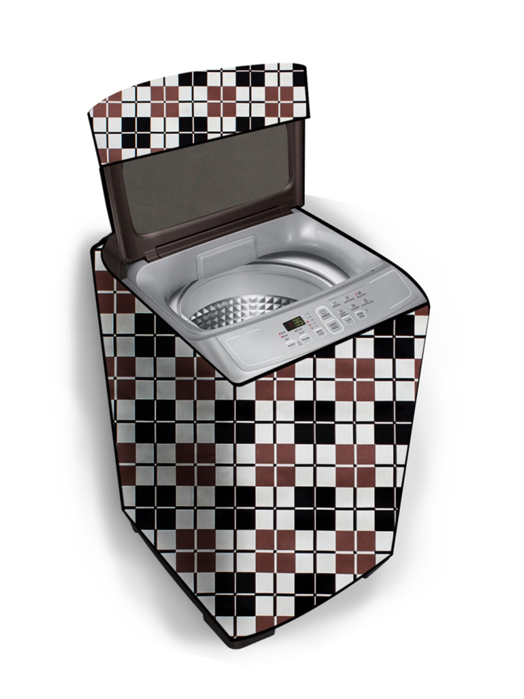 Stylista Checkered Waterproof and Dustproof PVC Washing Machine Cover