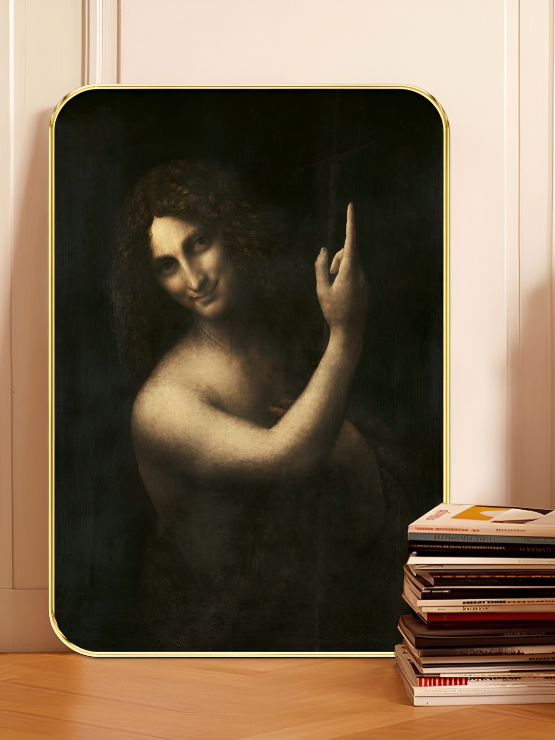 SAF Leonardo a Vincis Saint John The Baptist Classic Renaissance Wall Art - 18x24In