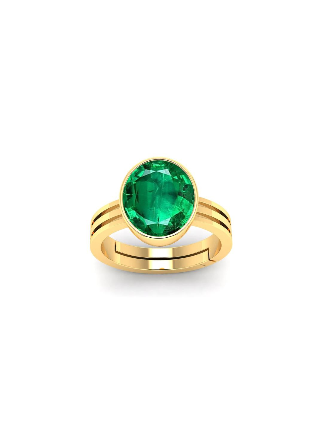Pranjal Gems Unisex 12.25 Ratti And 11.62 Carat Emerald Panna Gemstone Studded Finger Ring