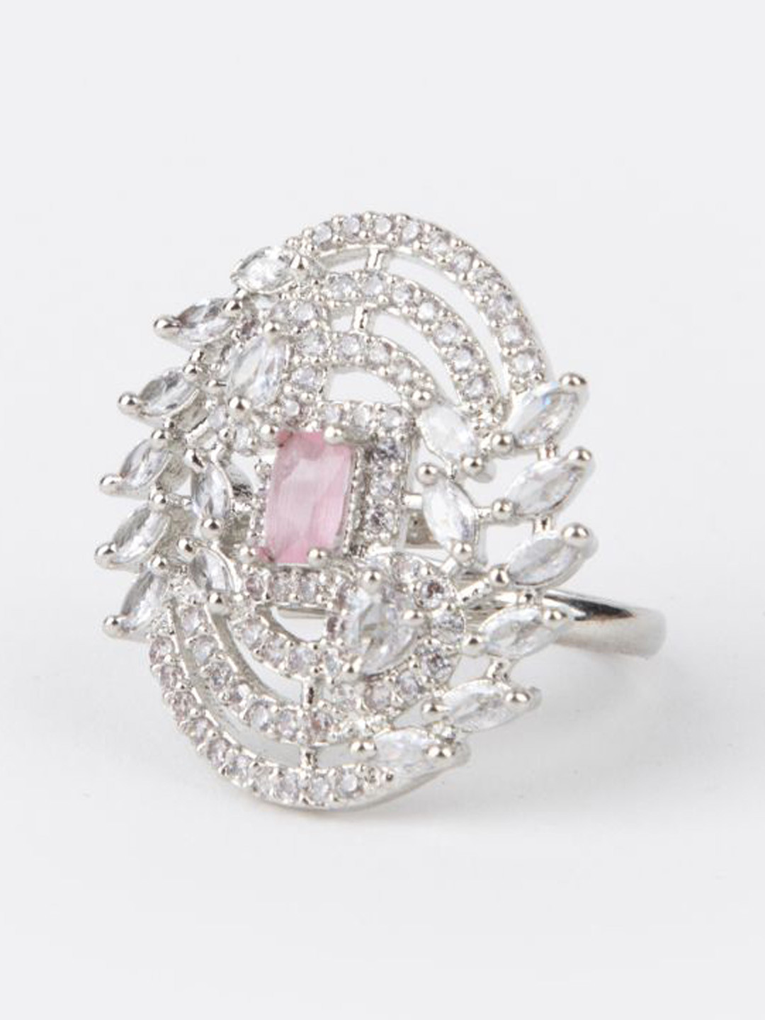 LA FILLE D'OR Women Silver-Plated Adjustable Finger Ring