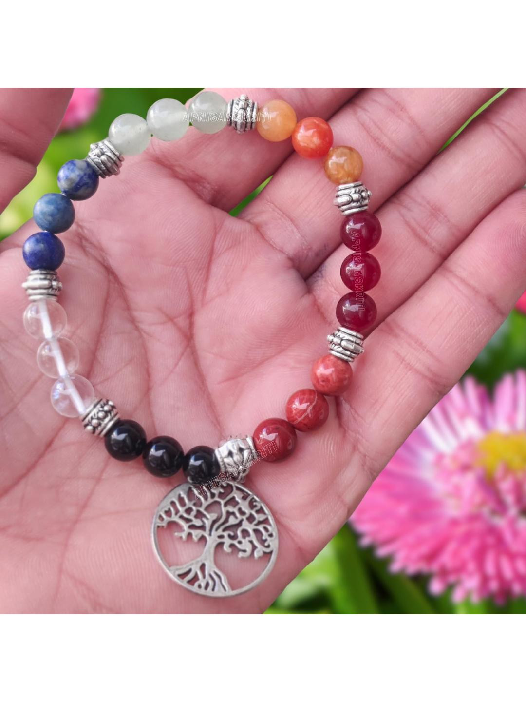 Apnisanskriti Unisex 7 Chakra Stone Bracelet
