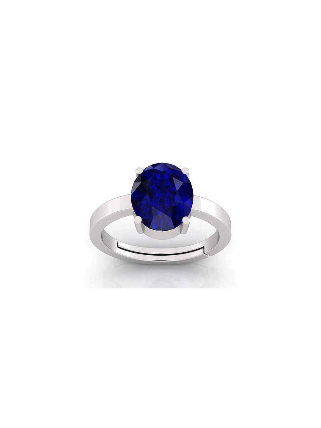 Pranjal Gems Unisex 7.25 Silver Ratti Natural Neelam Sapphire Gemstone Finger Ring
