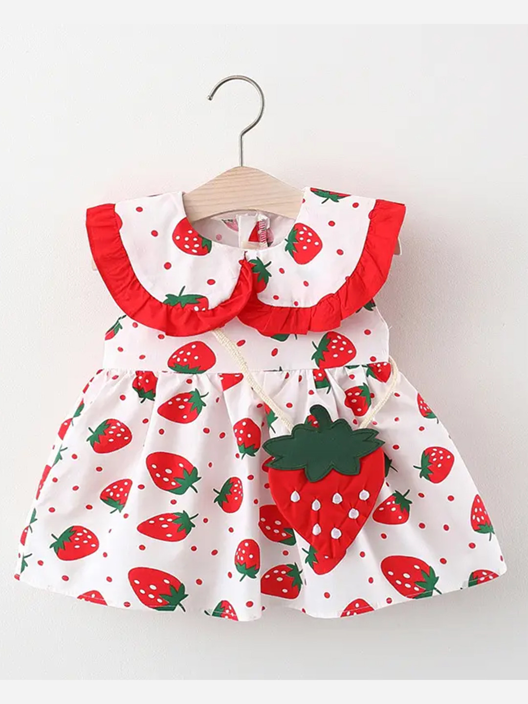 Bold N Elegant Fruit Print Sleeveless Dress With Bag
