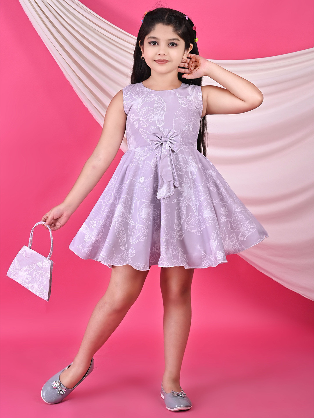 BARKAT DESIGNING PLANET Girls Self Design A-Line Dress