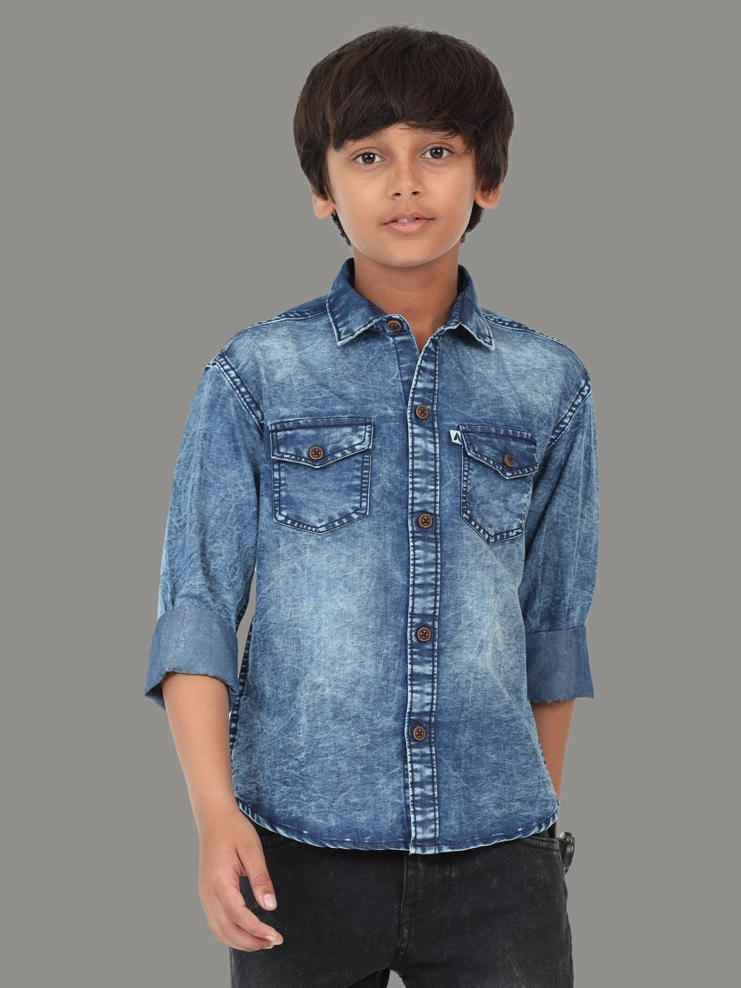 AIDAN PAUL Boys Comfort Faded Denim Casual Shirt