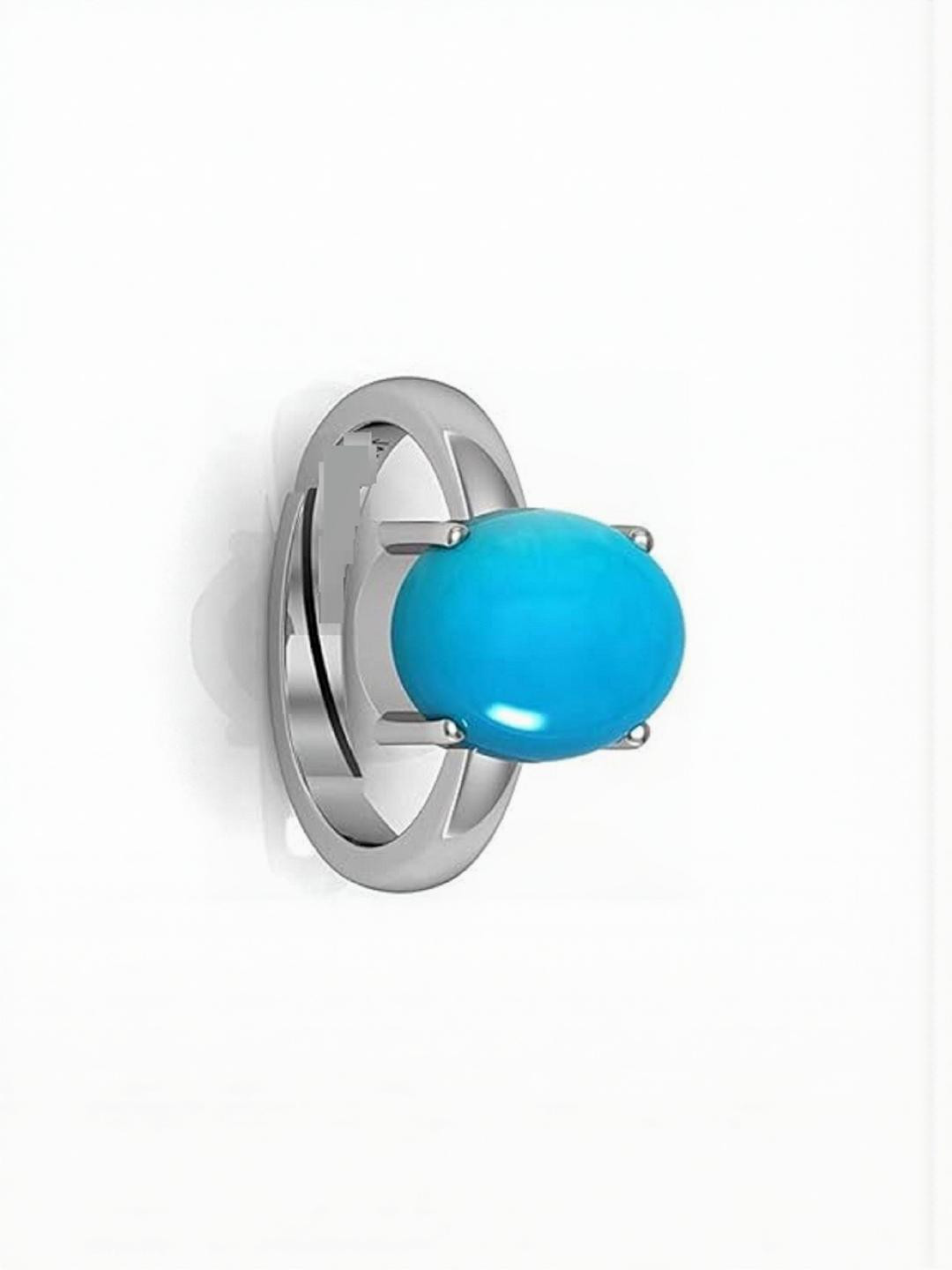 Sidharth Gems 7.25 Ratti 6.25 KT Turquoise Firoza Sky Blue GemStone Panchdhatu Ring